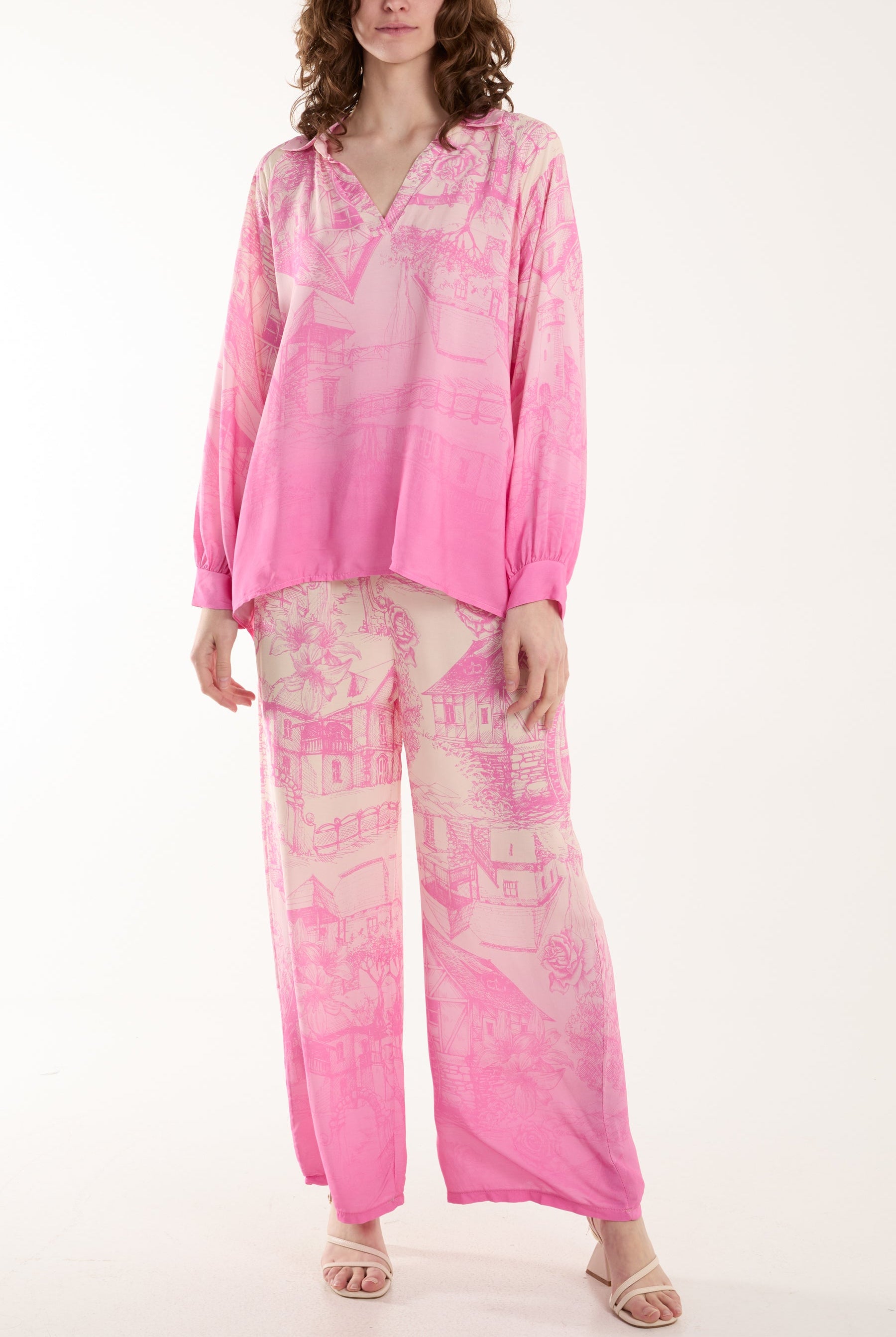 Ombre Edge Printed Co-Ord Set Co-Ords WearAll Pink One Size
