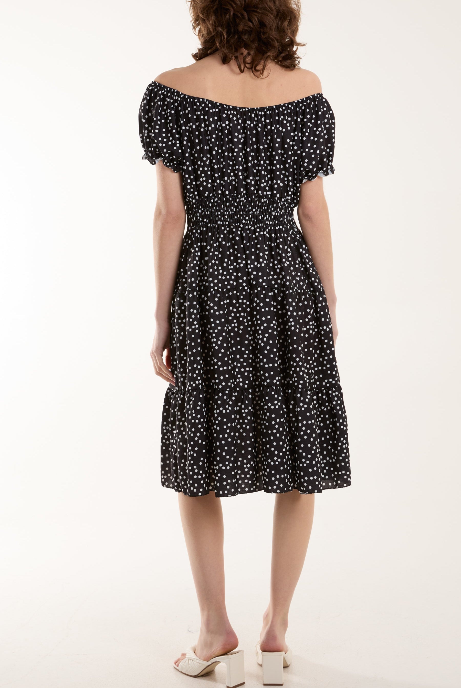 Polka Dot Button Through Mini Dress Dresses WearAll