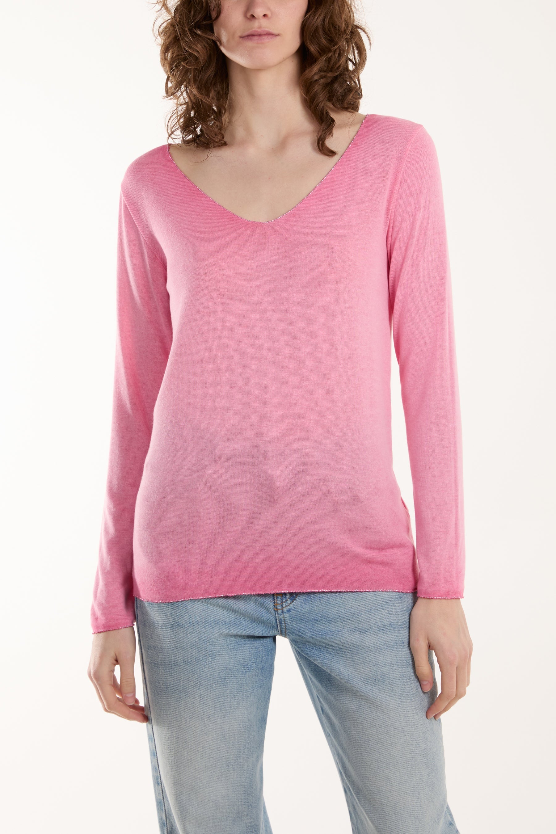 Acid Wash Shimmer Edge Fine Jumper Jumpers WearAll Coral One Size