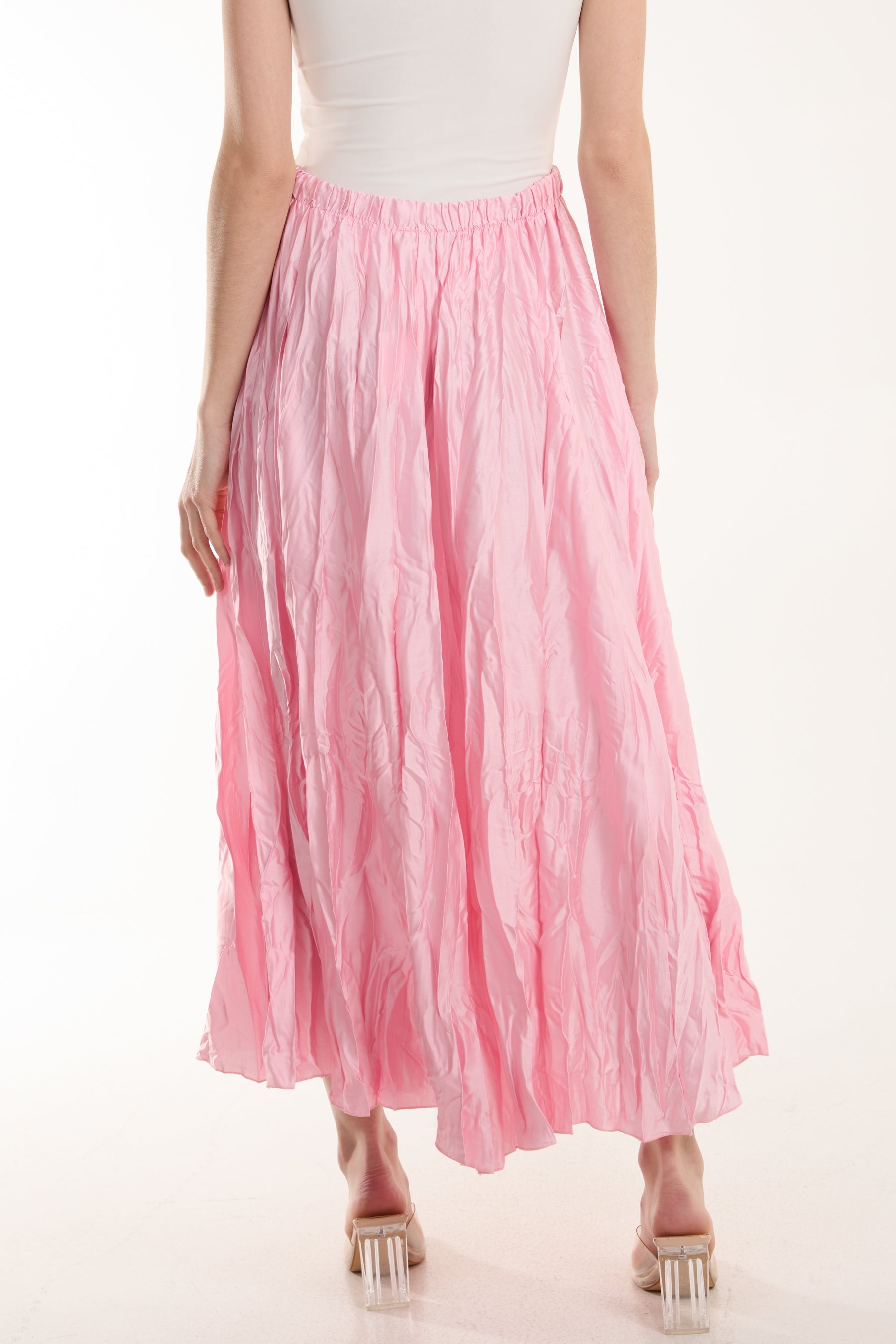 Crinkle Satin Midi Skirt Skirts WearAll