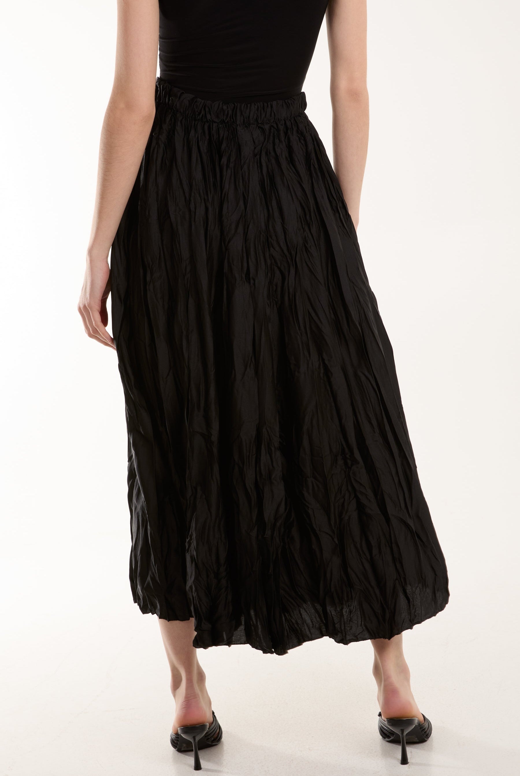 Crinkle Satin Midi Skirt Skirts WearAll