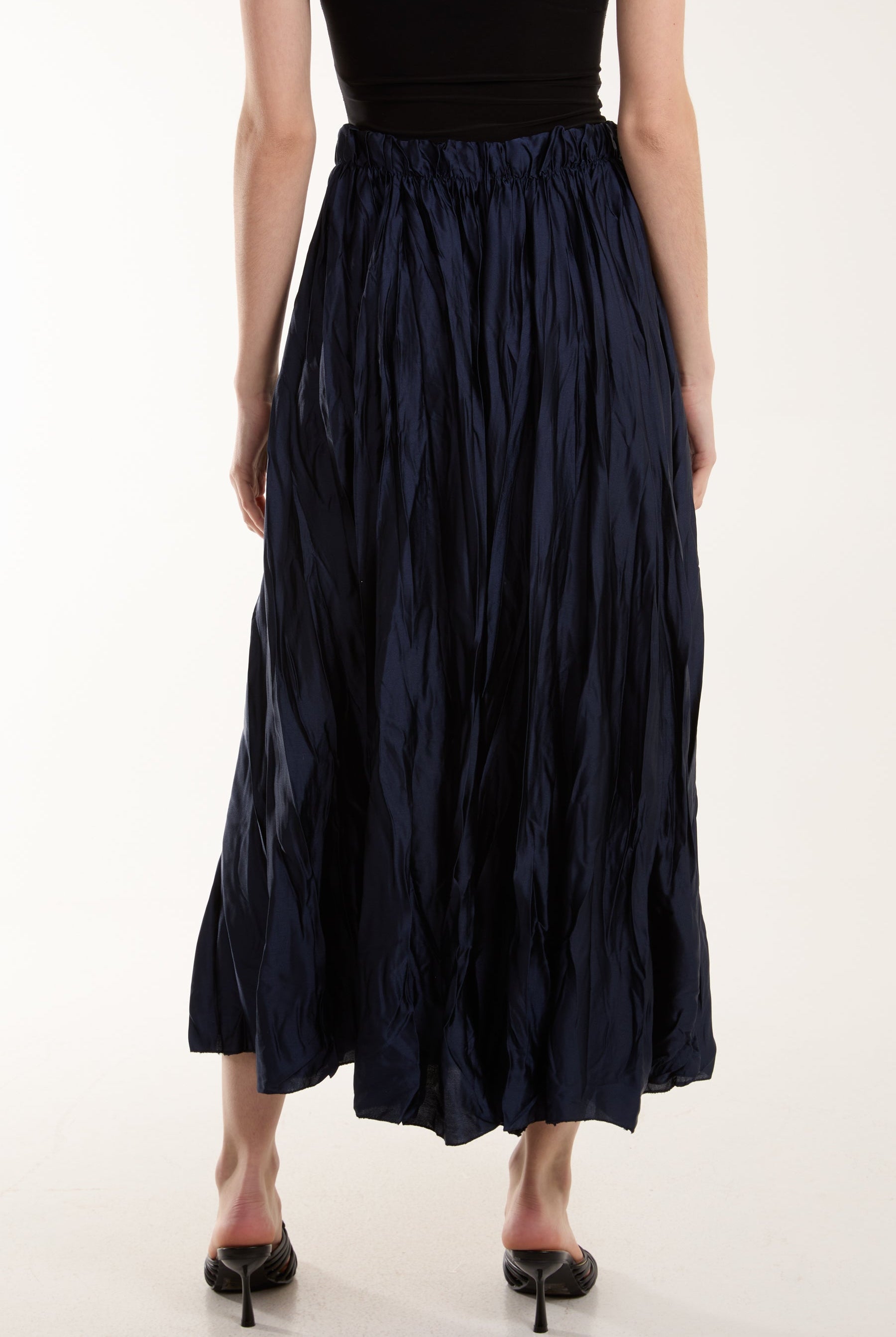 Crinkle Satin Midi Skirt Skirts WearAll