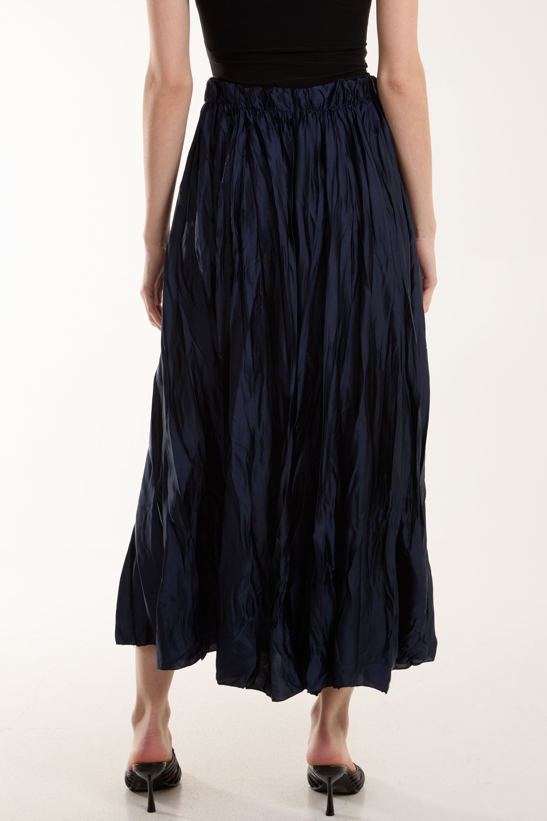 Crinkle Satin Midi Skirt Skirts WearAll