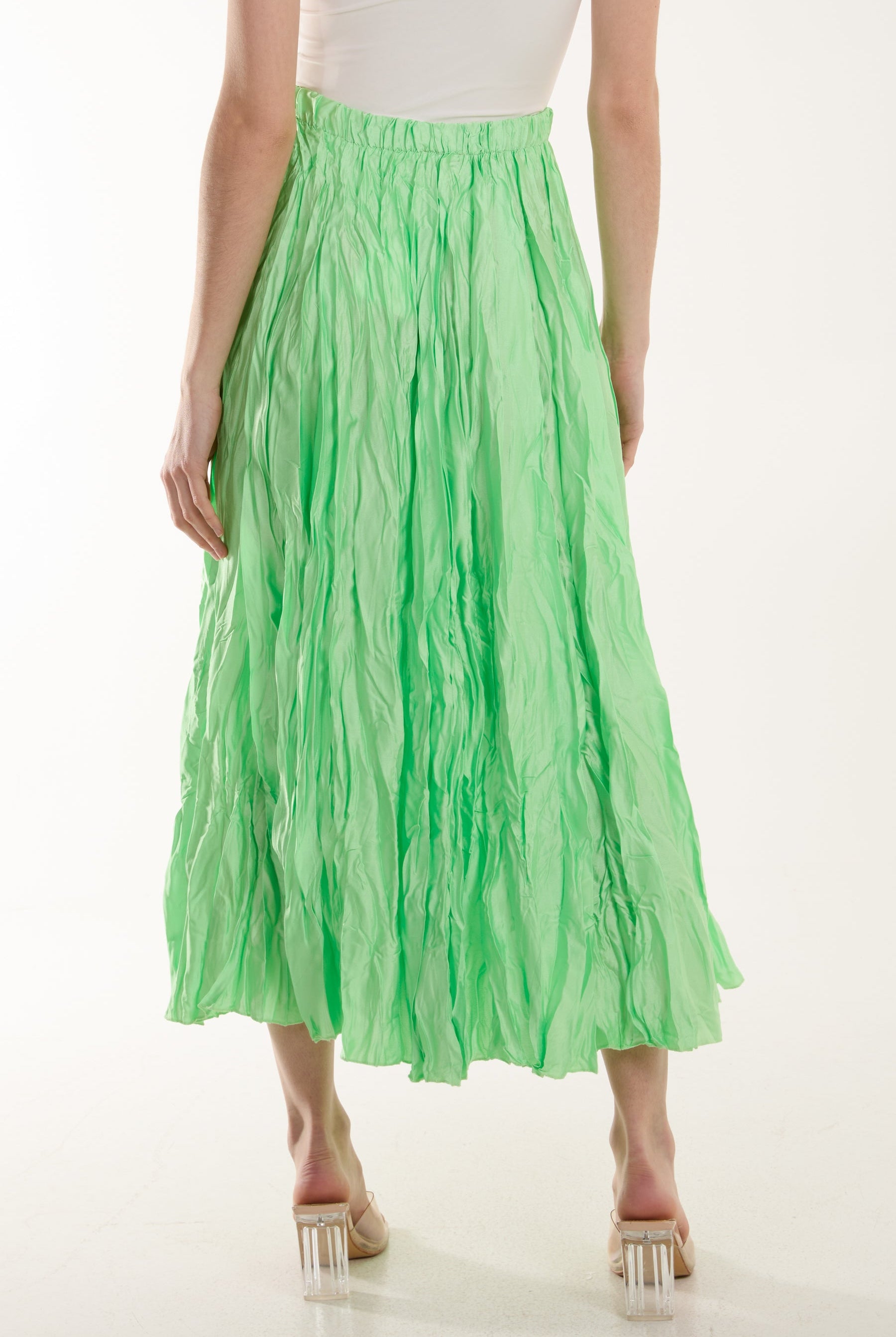 Crinkle Satin Midi Skirt Skirts WearAll