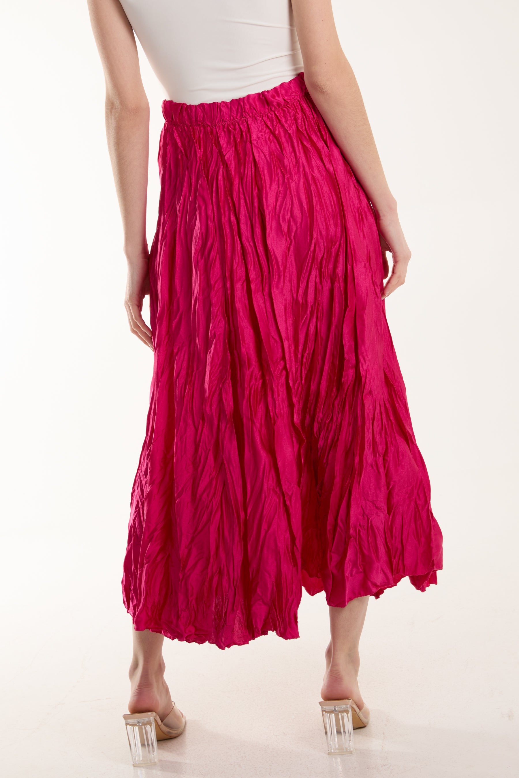 Crinkle Satin Midi Skirt Skirts WearAll