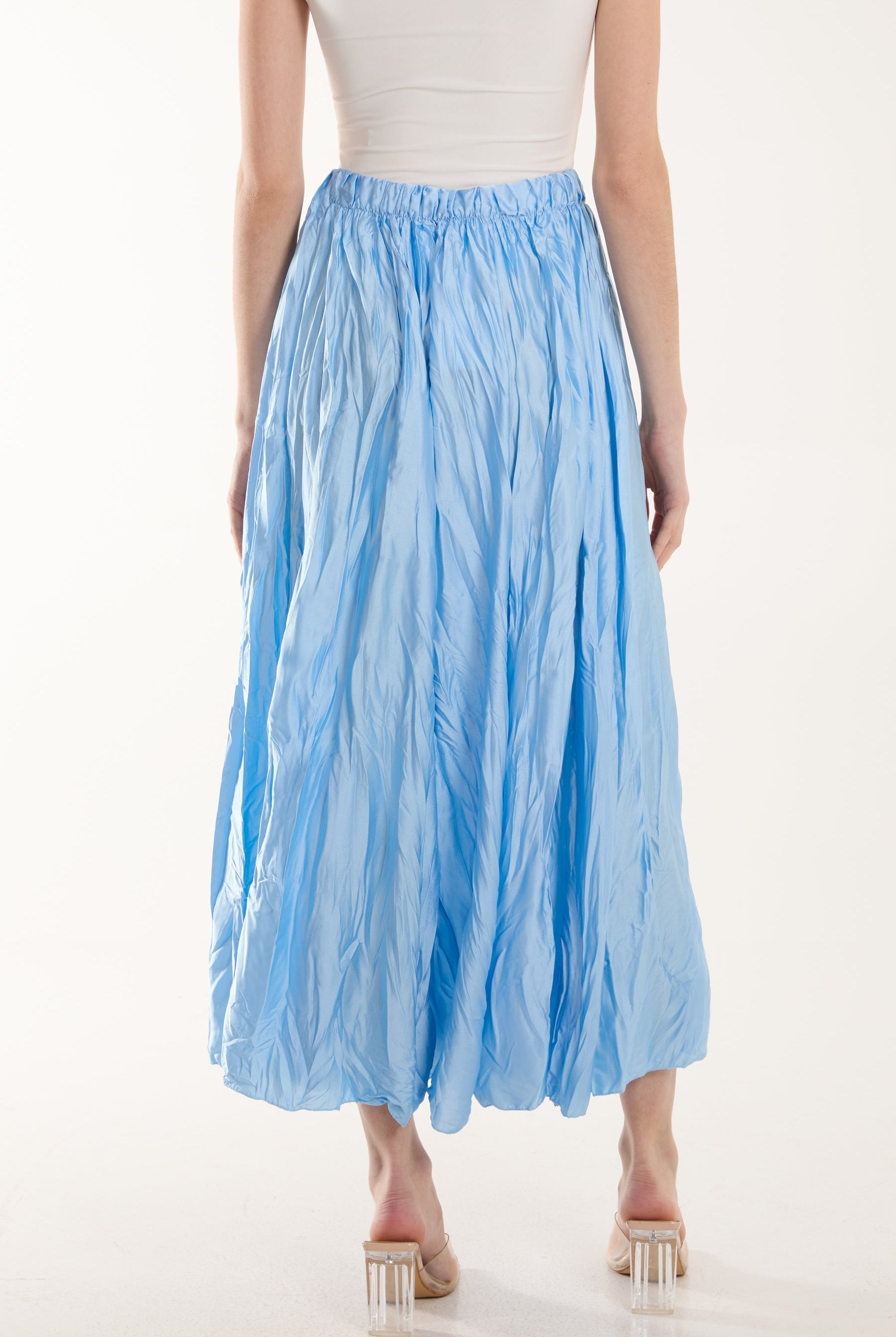 Crinkle Satin Midi Skirt Skirts WearAll