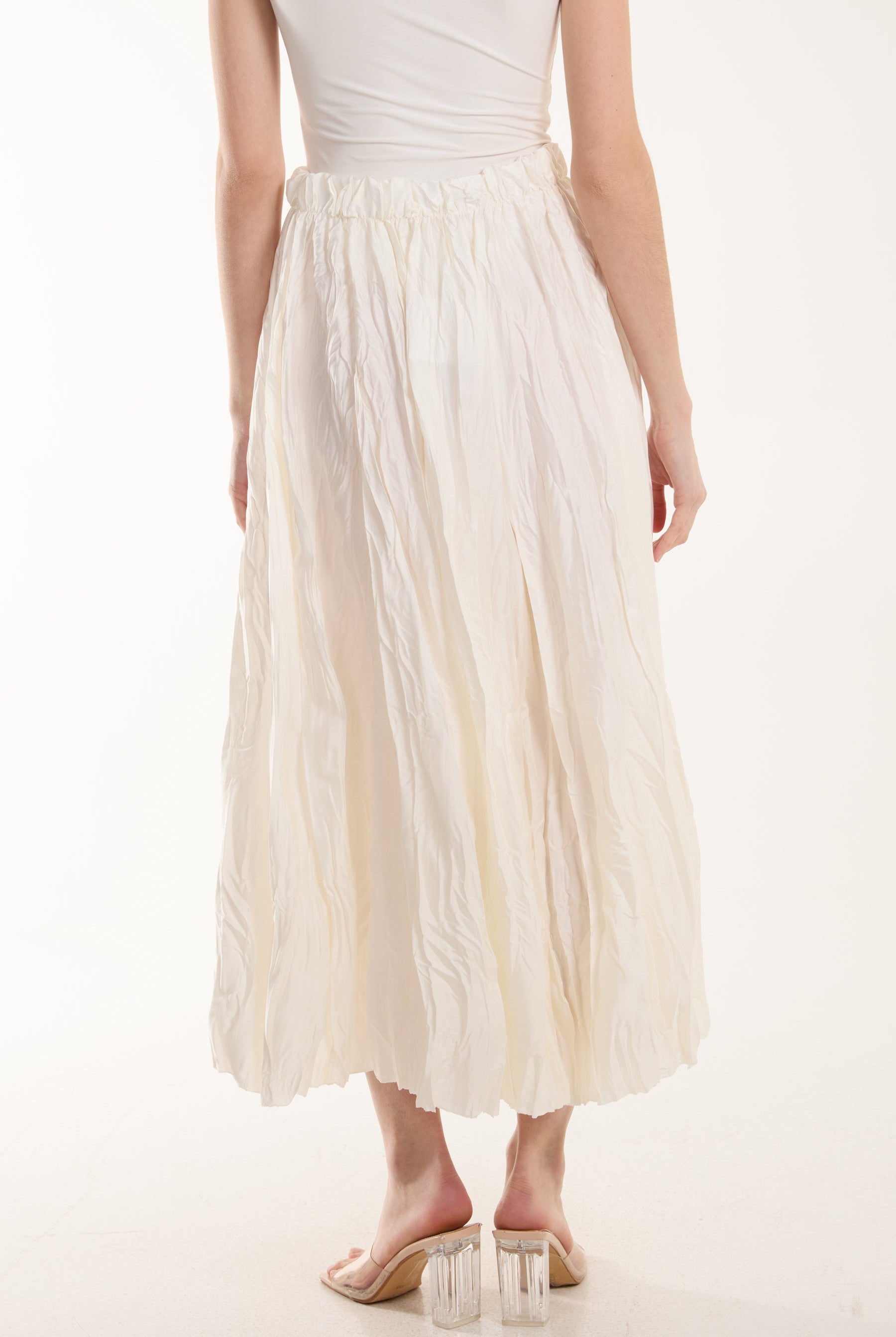 Crinkle Satin Midi Skirt Skirts WearAll