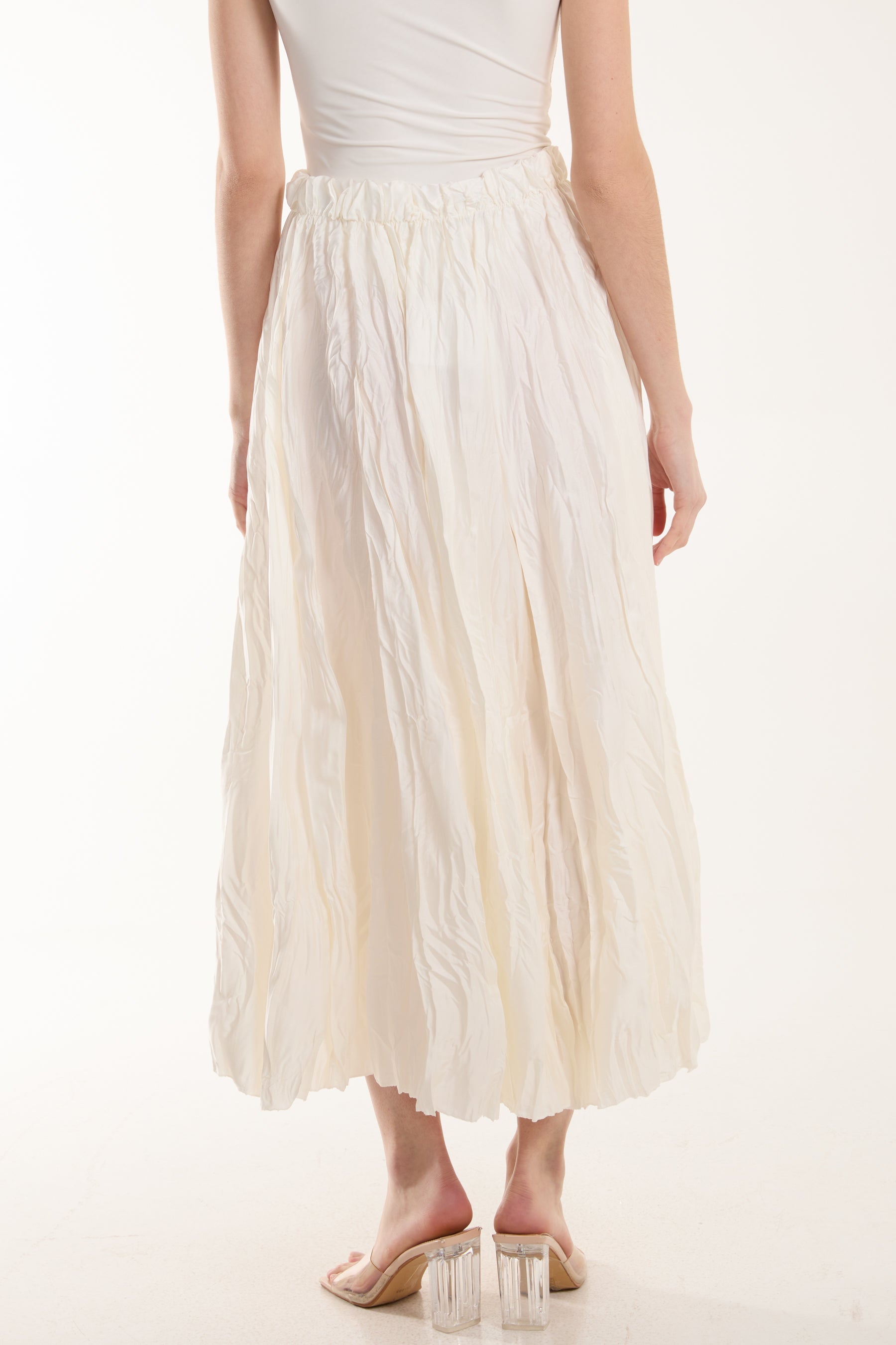 Crinkle Satin Midi Skirt Skirts WearAll