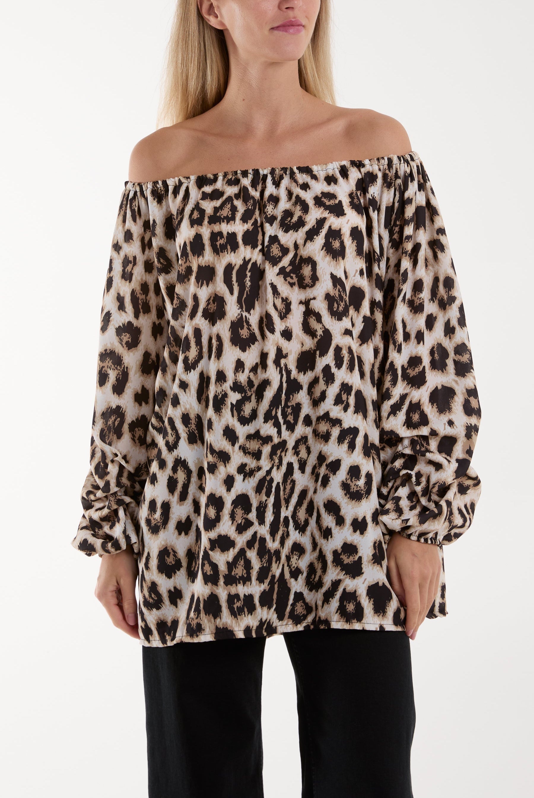Bardot Leopard Print Blouse Blouses WearAll Camel One Size