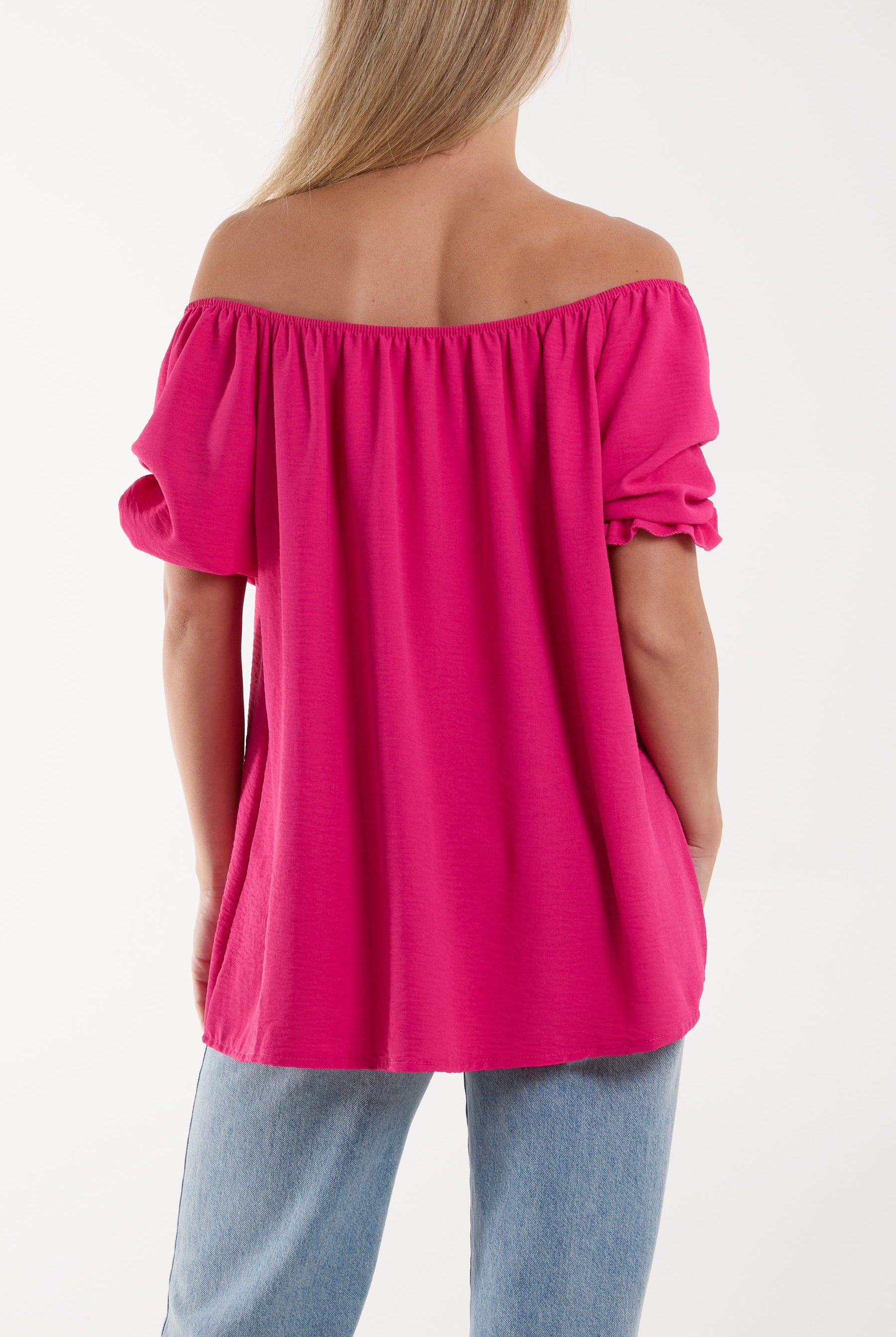 Puff Sleeve Smock Bardot Top Blouses WearAll