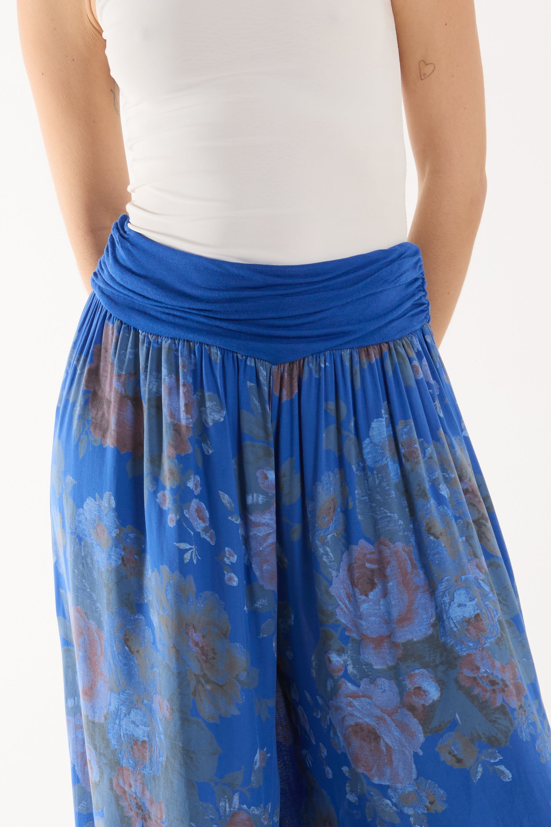 Roses Contrast Waist Harem Trousers Trousers WearAll