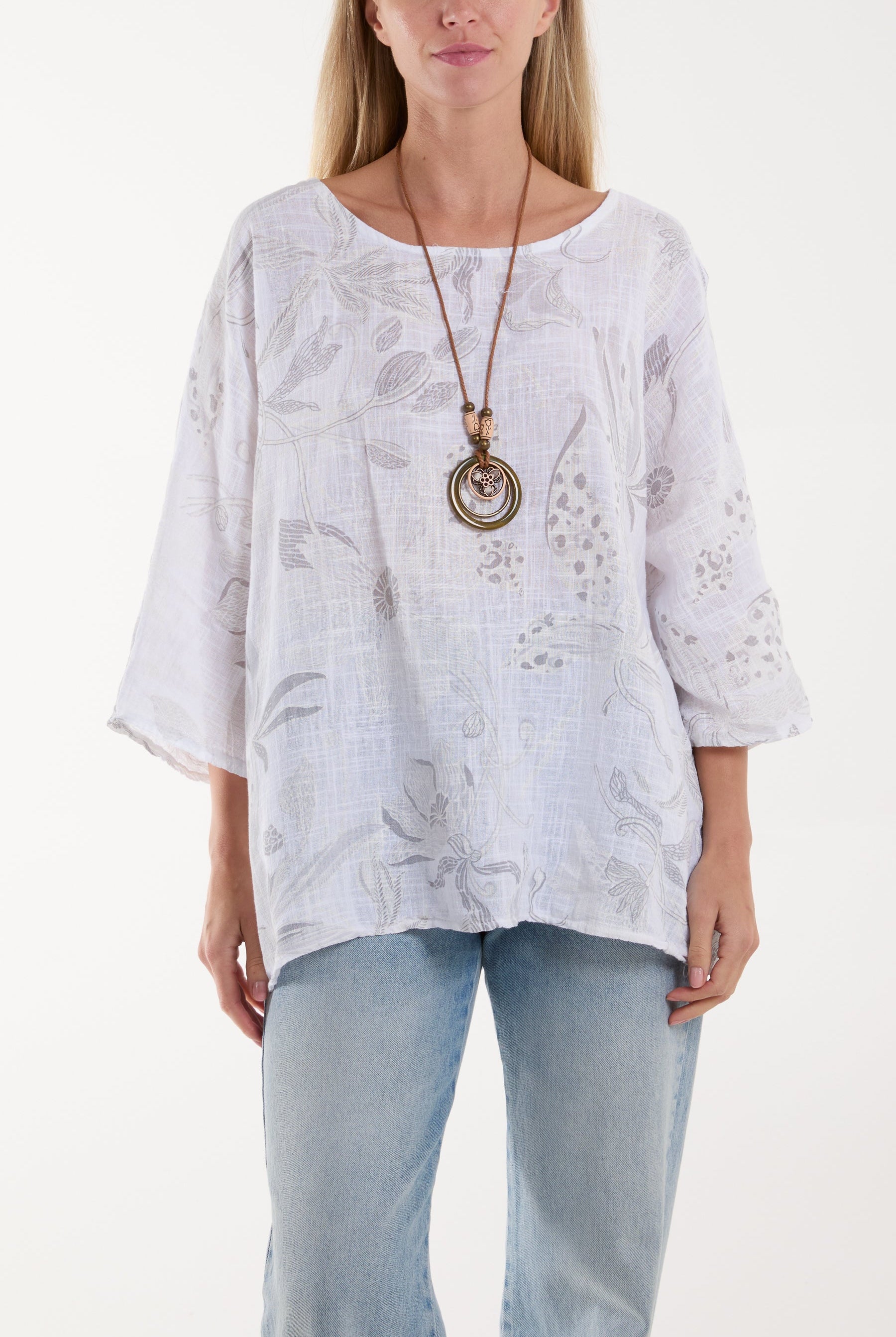 Necklace Botanical Flower Cotton Top Tops WearAll White One Size