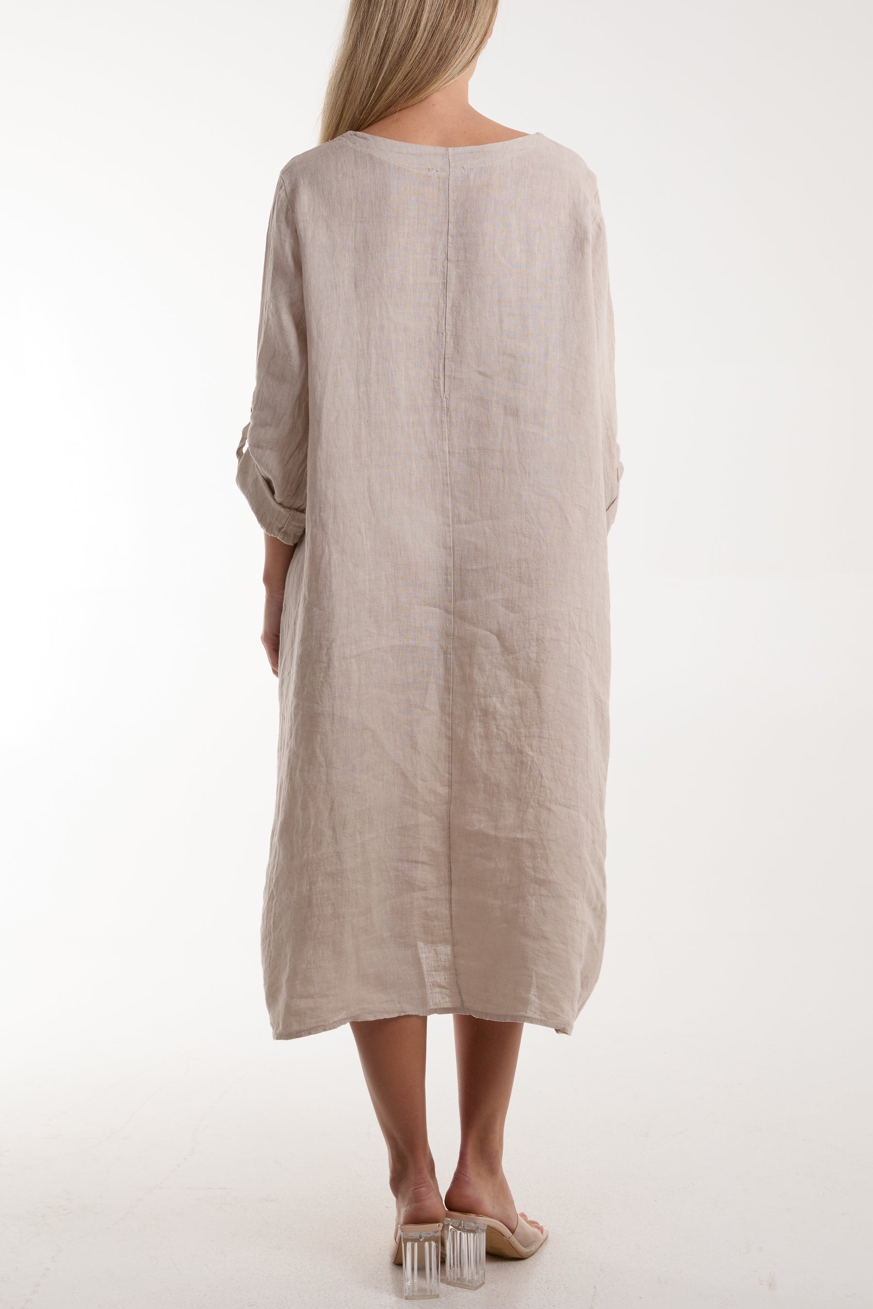 Linen Tied Hem Pockets Dress Dresses WearAll