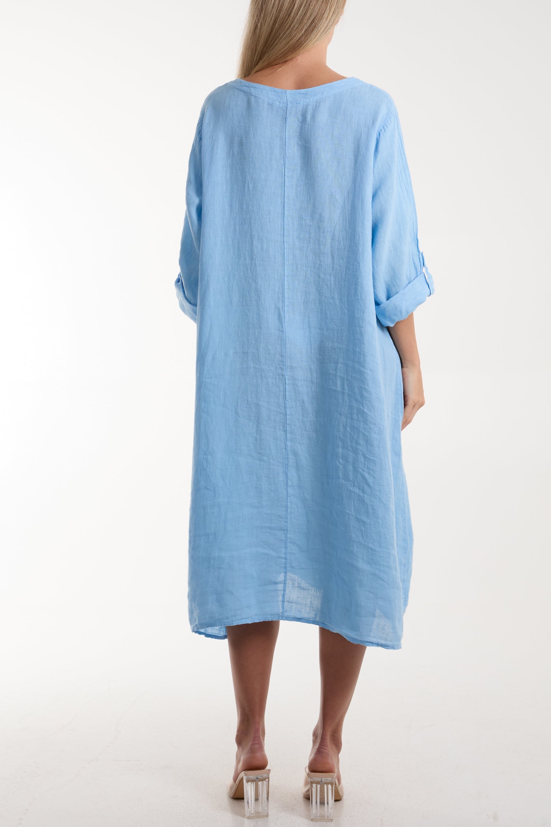 Linen Tied Hem Pockets Dress Dresses WearAll
