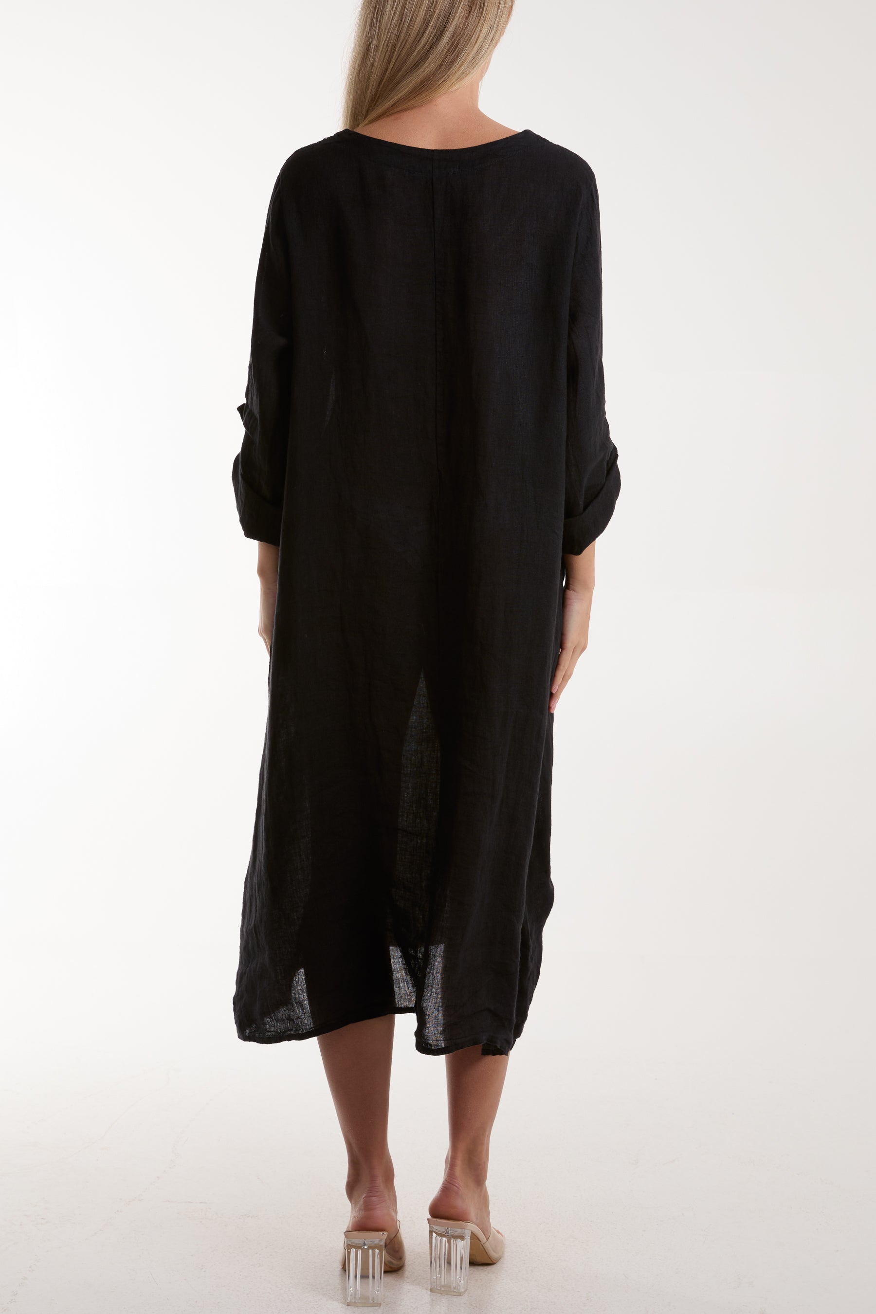 Linen Tied Hem Pockets Dress Dresses WearAll