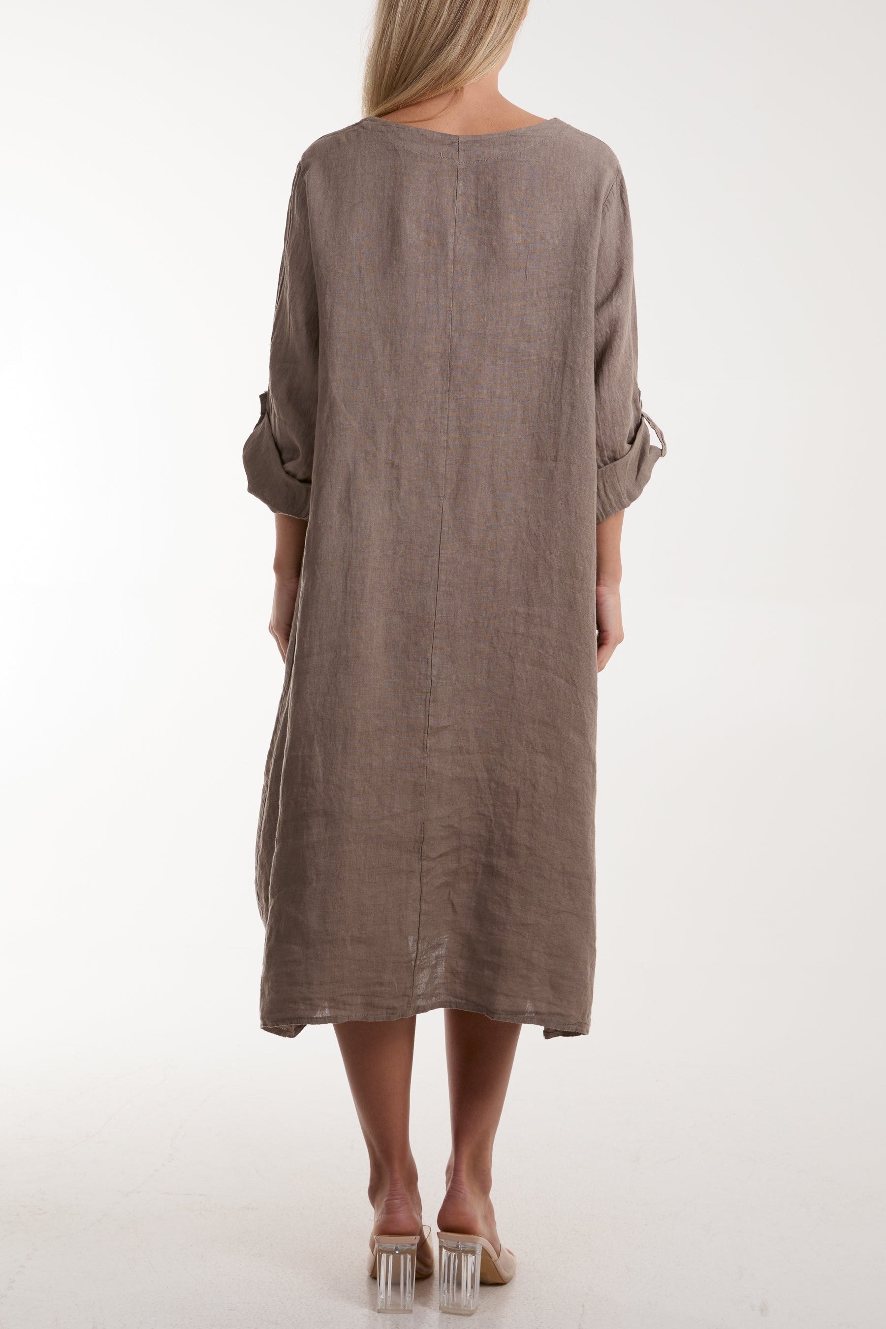 Linen Tied Hem Pockets Dress Dresses WearAll