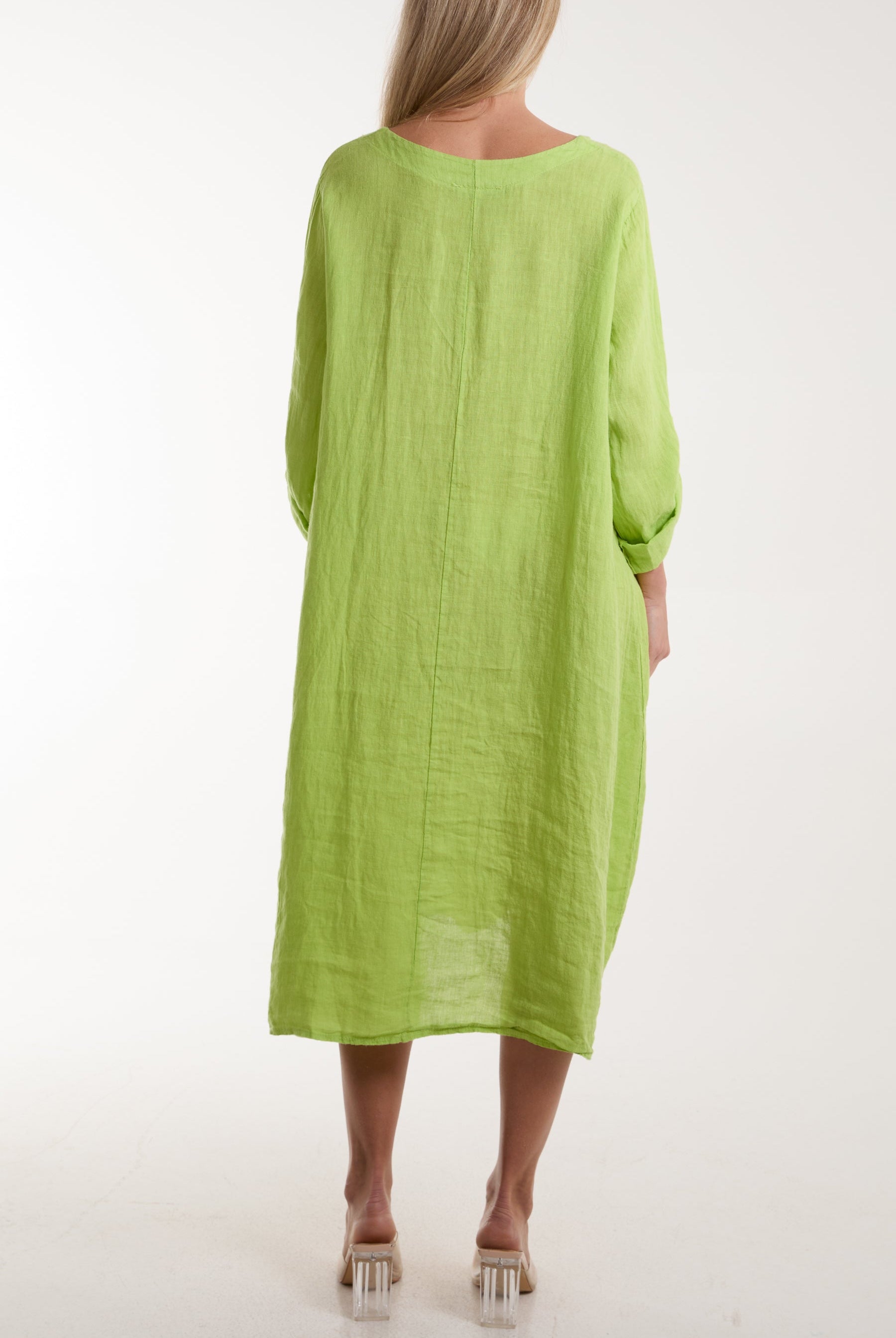 Linen Tied Hem Pockets Dress Dresses WearAll