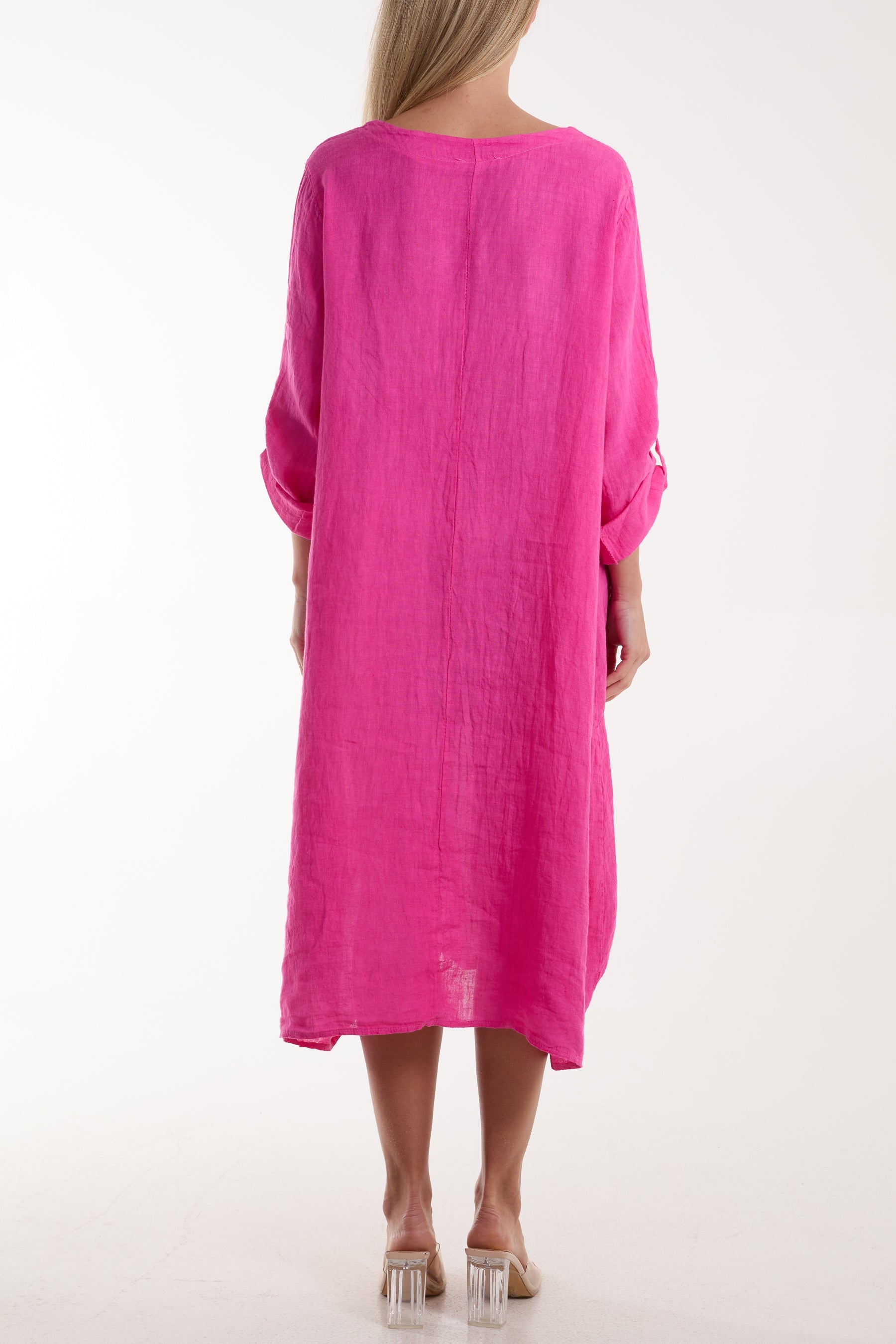 Linen Tied Hem Pockets Dress Dresses WearAll