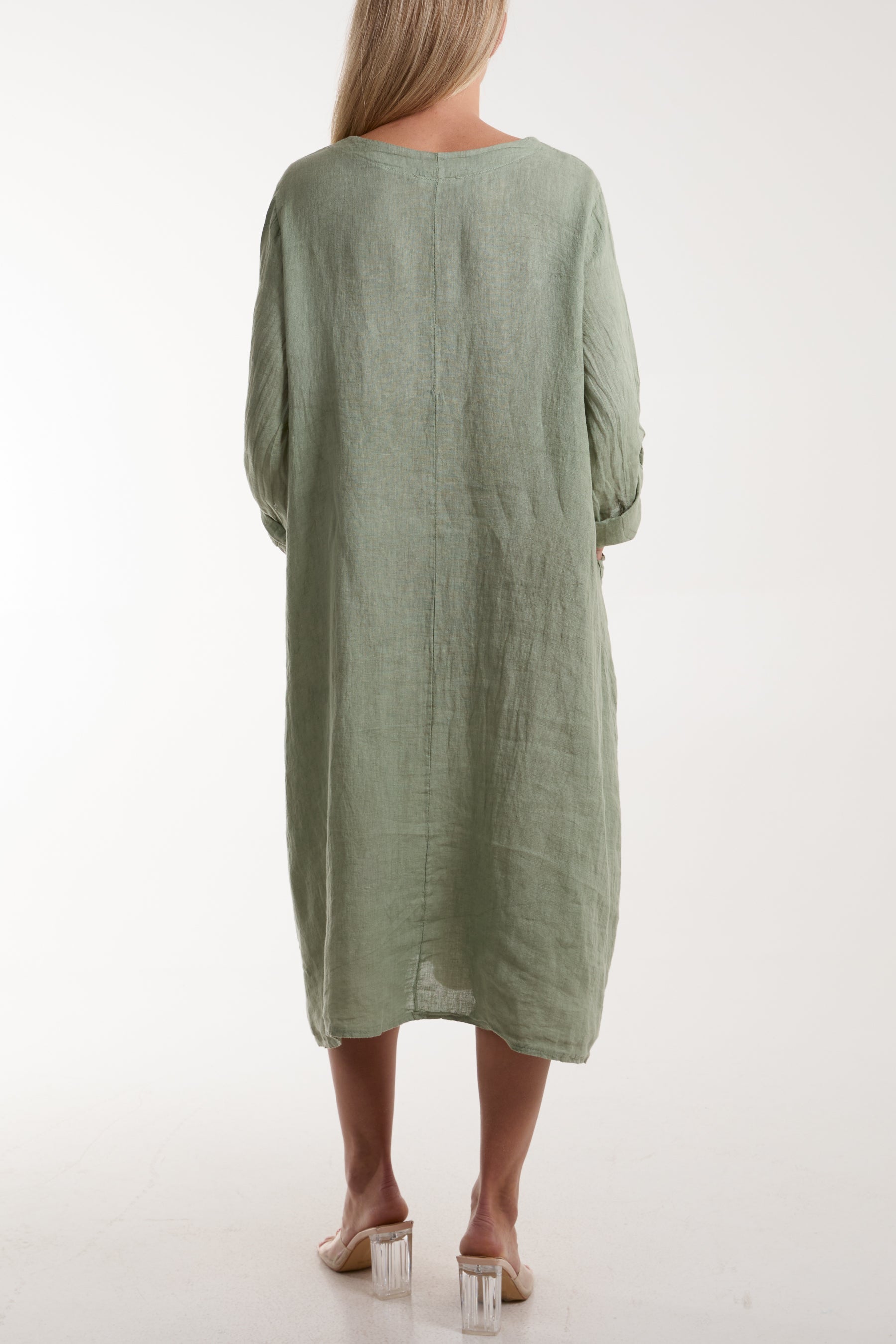 Linen Tied Hem Pockets Dress Dresses WearAll