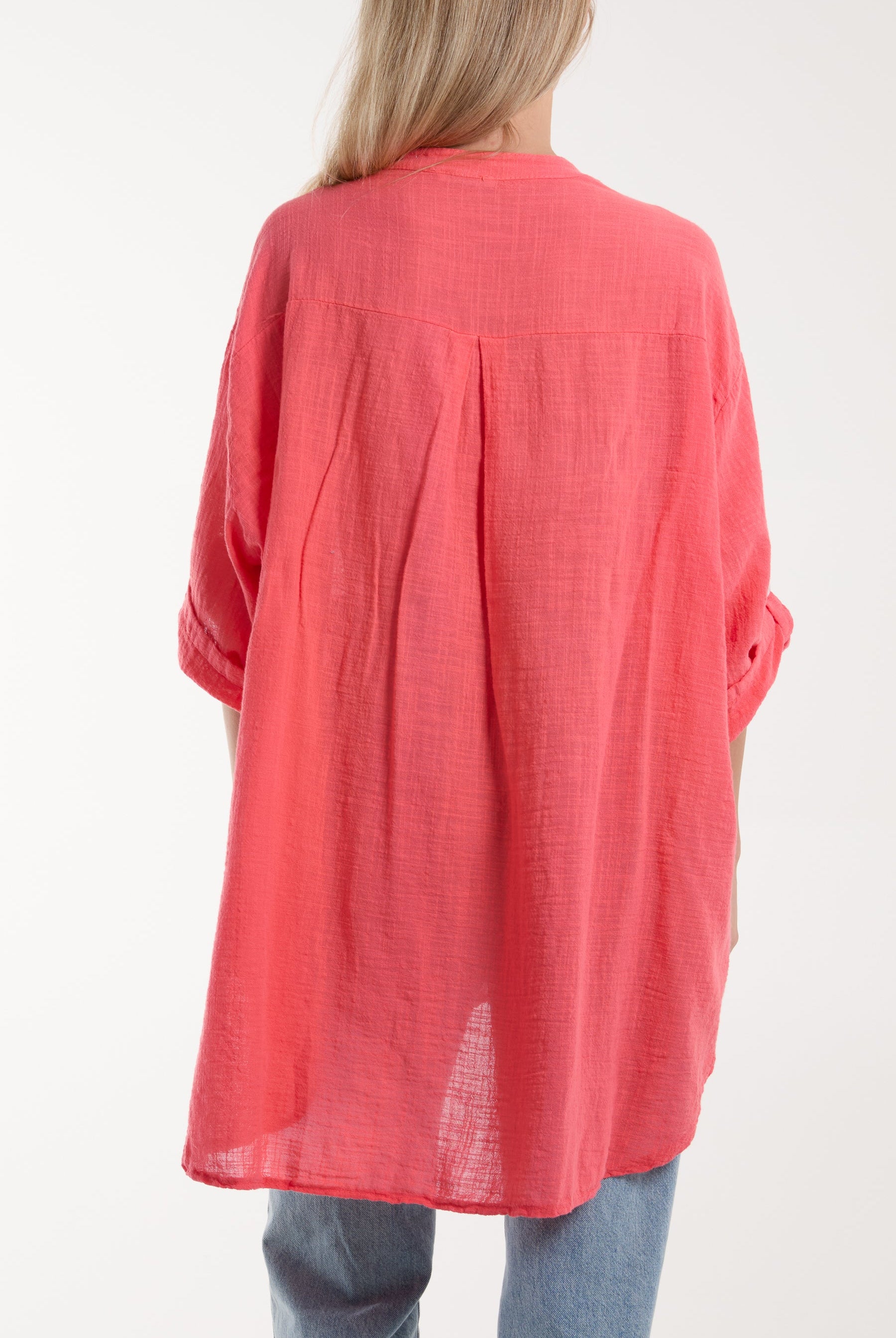 Grandad Collar Cotton Shirt Shirts WearAll