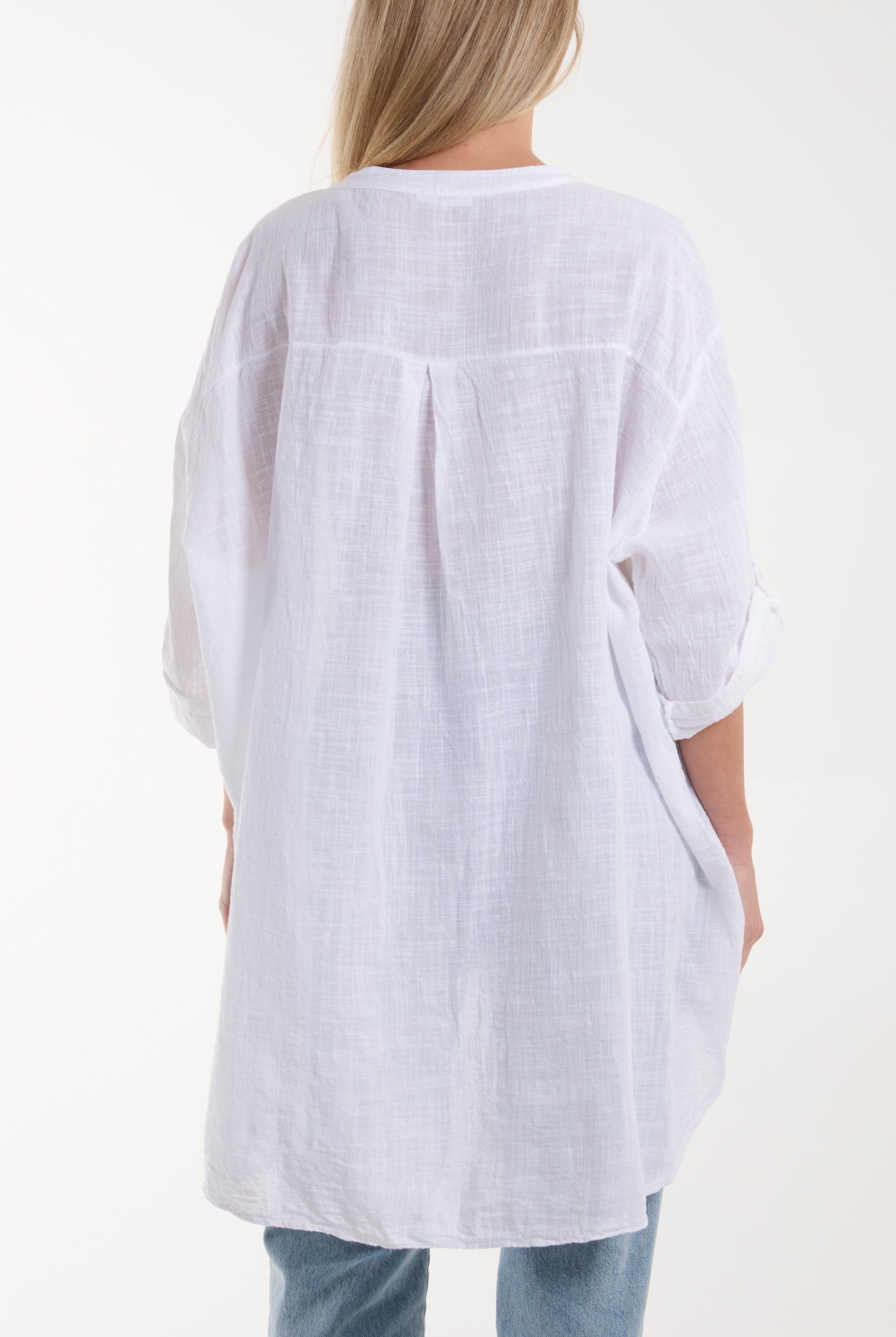 Grandad Collar Cotton Shirt Shirts WearAll