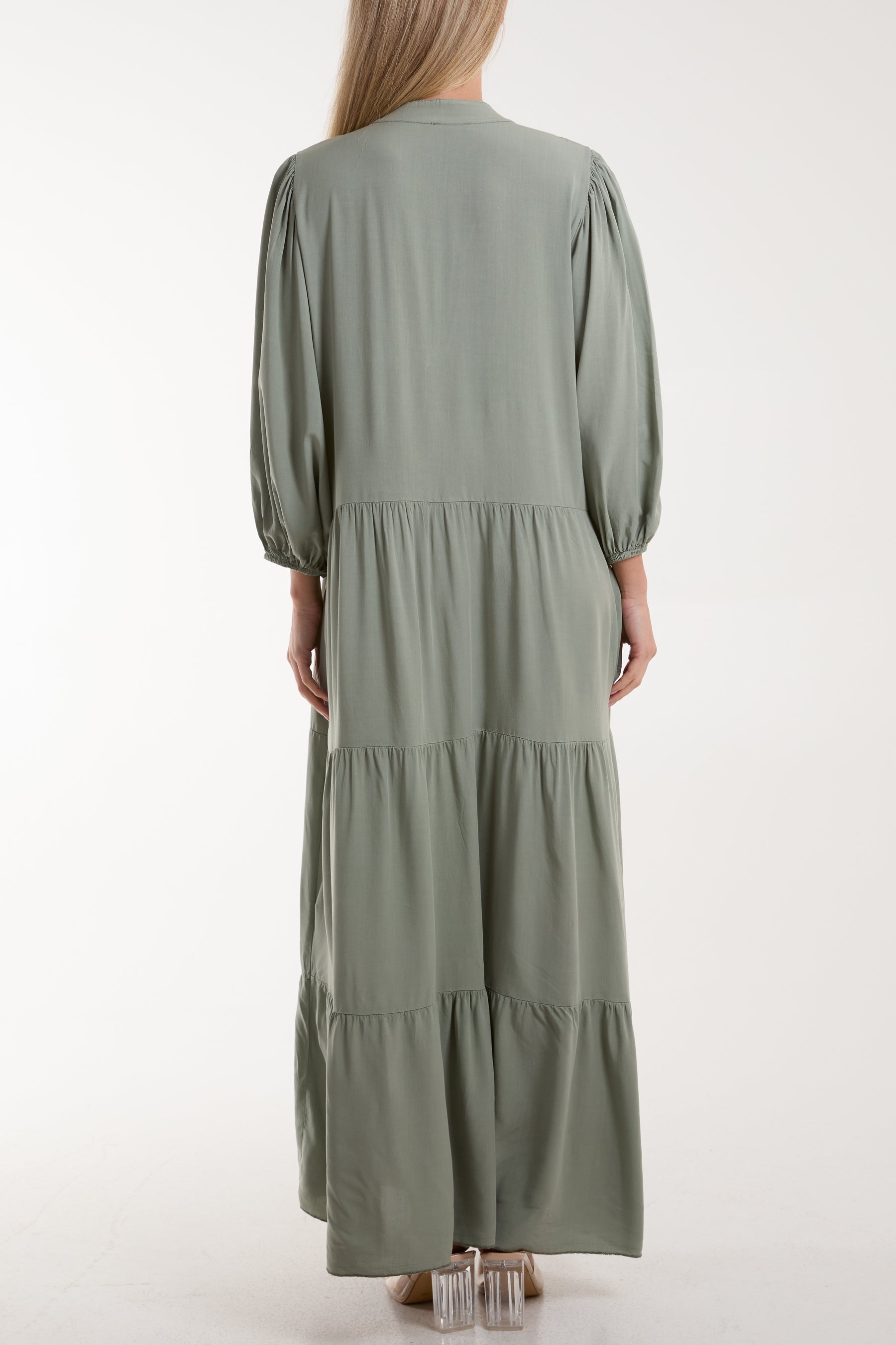 Tiered Maxi Shirt Dress Dresses WearAll