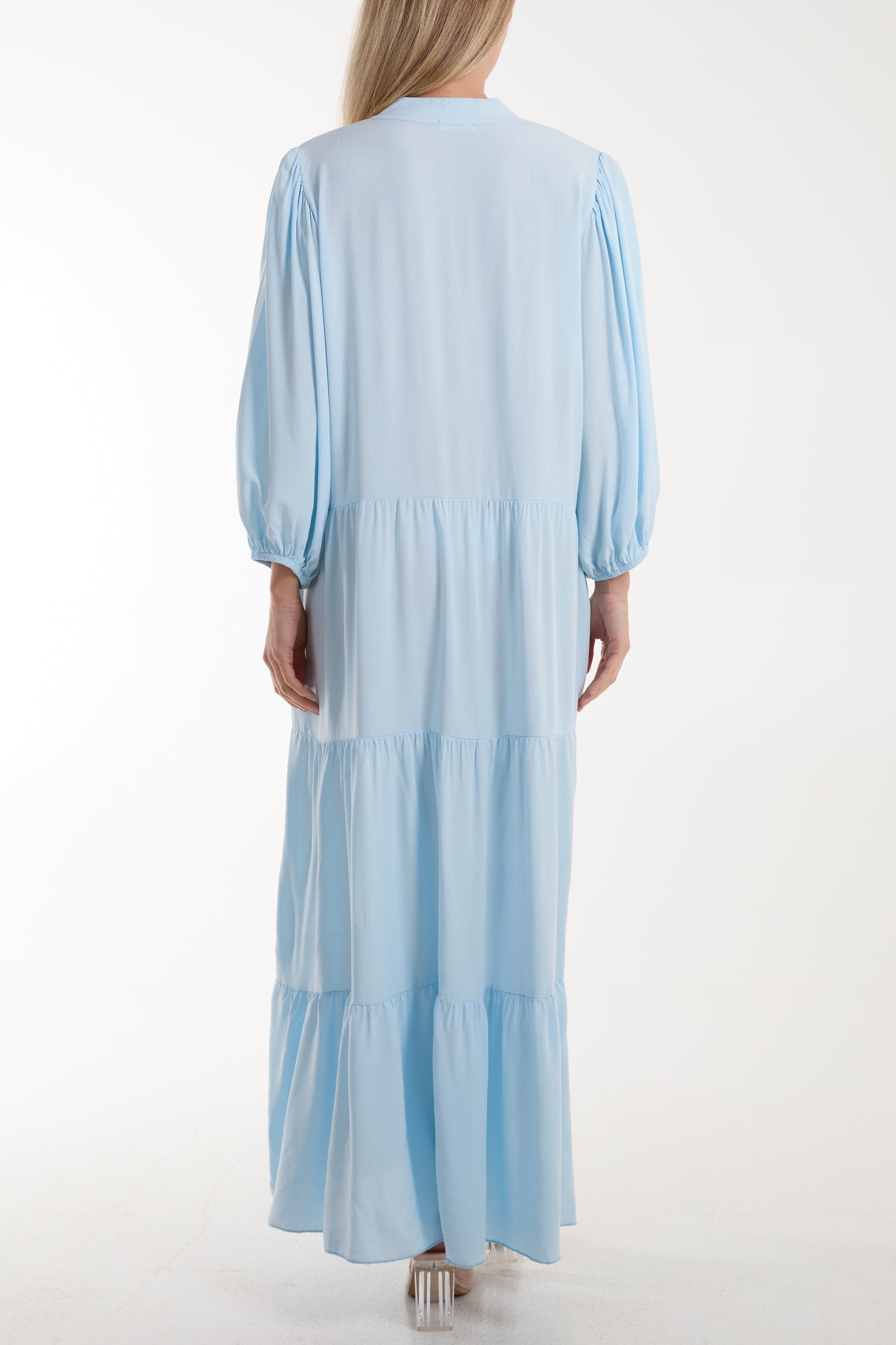 Tiered Maxi Shirt Dress Dresses WearAll