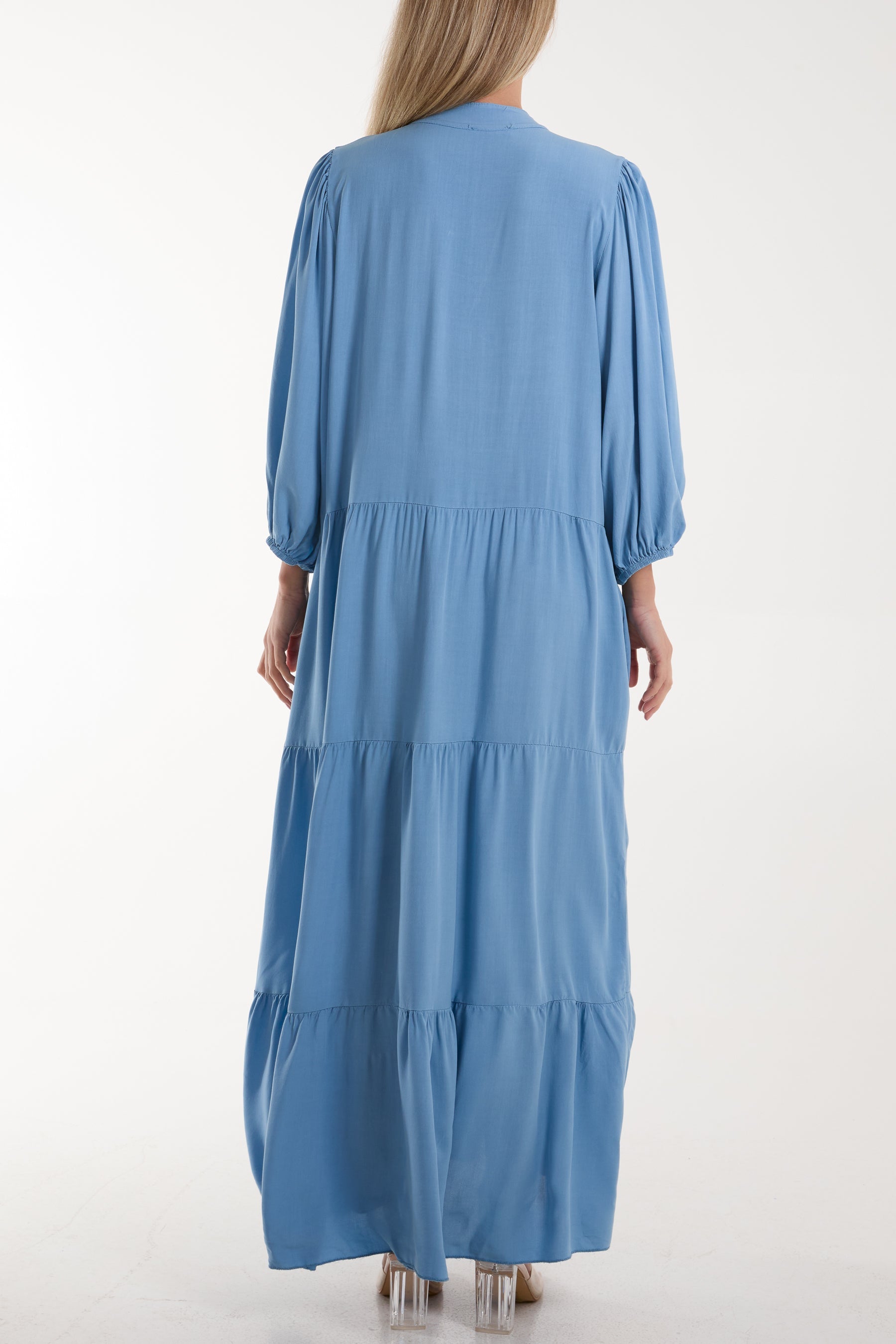 Tiered Maxi Shirt Dress Dresses WearAll