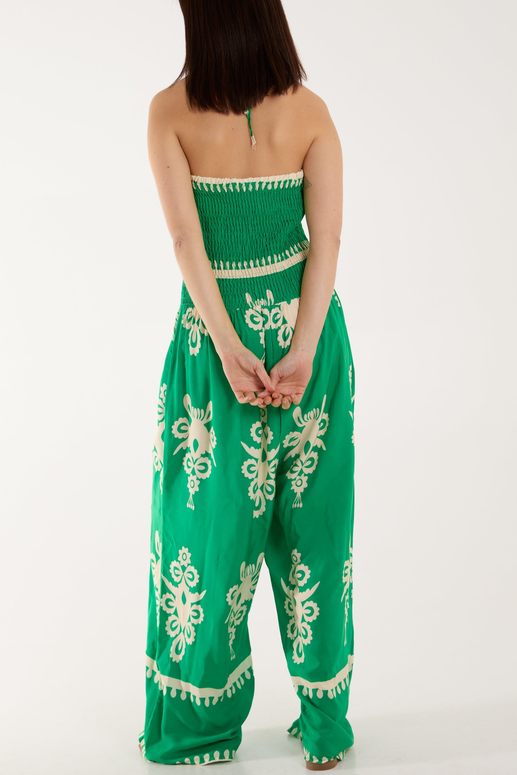 Shirred Bodice Bandeau Printed Jumpsuit Jumpsuits WearAll