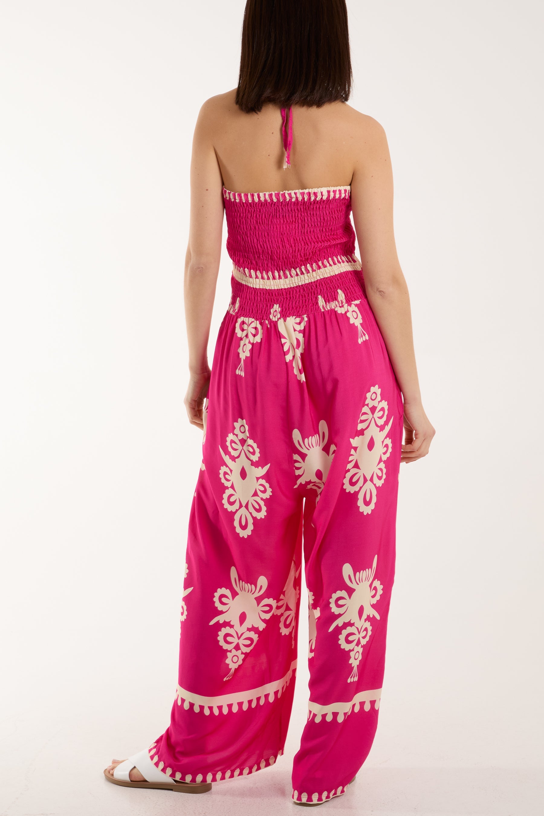 Shirred Bodice Bandeau Printed Jumpsuit Jumpsuits WearAll