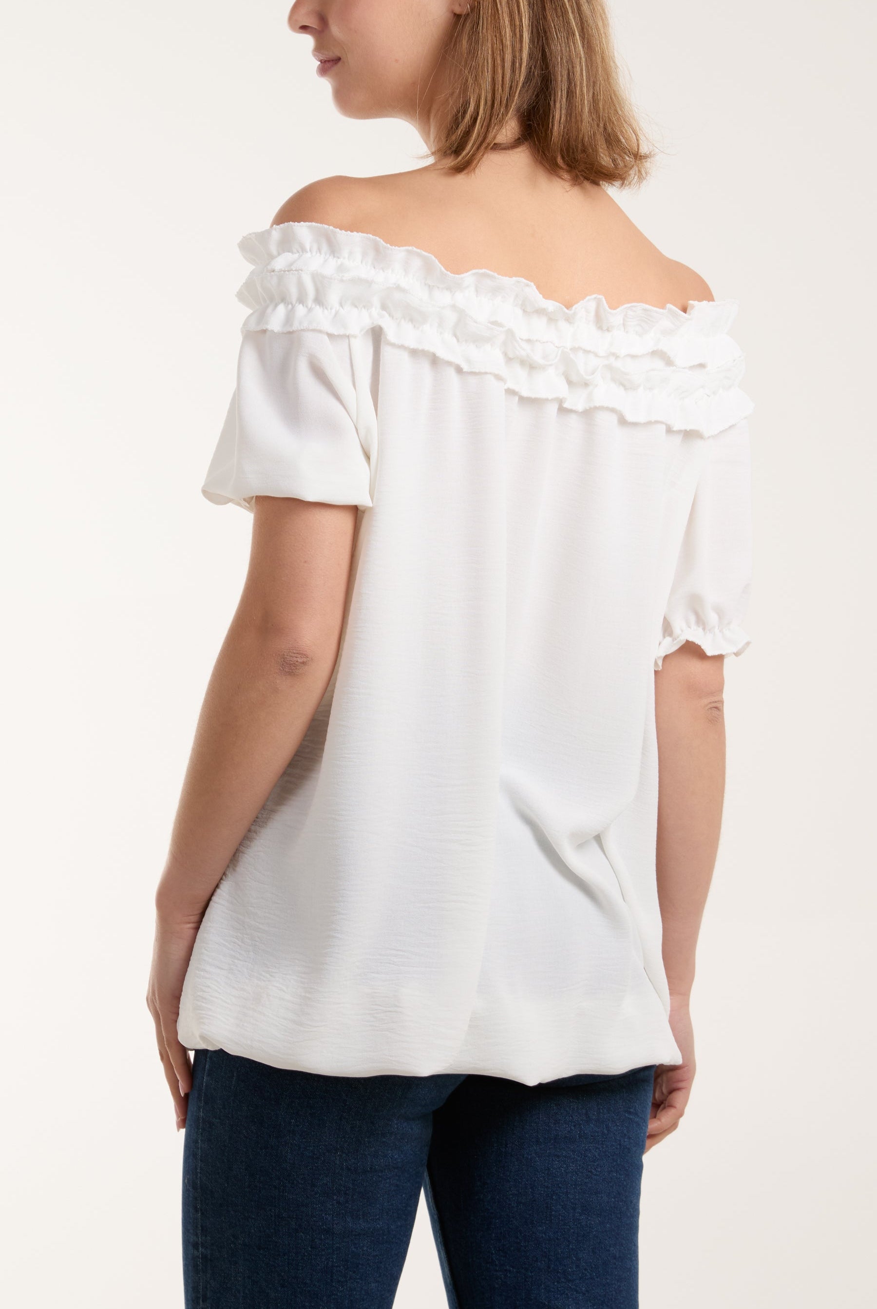 Ruffle Bardot Bubble Hem Top Tops WearAll