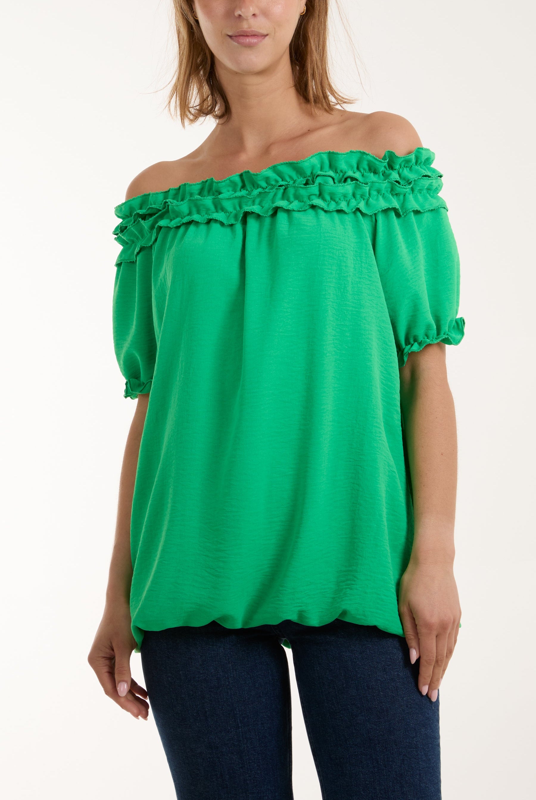 Ruffle Bardot Bubble Hem Top Tops WearAll