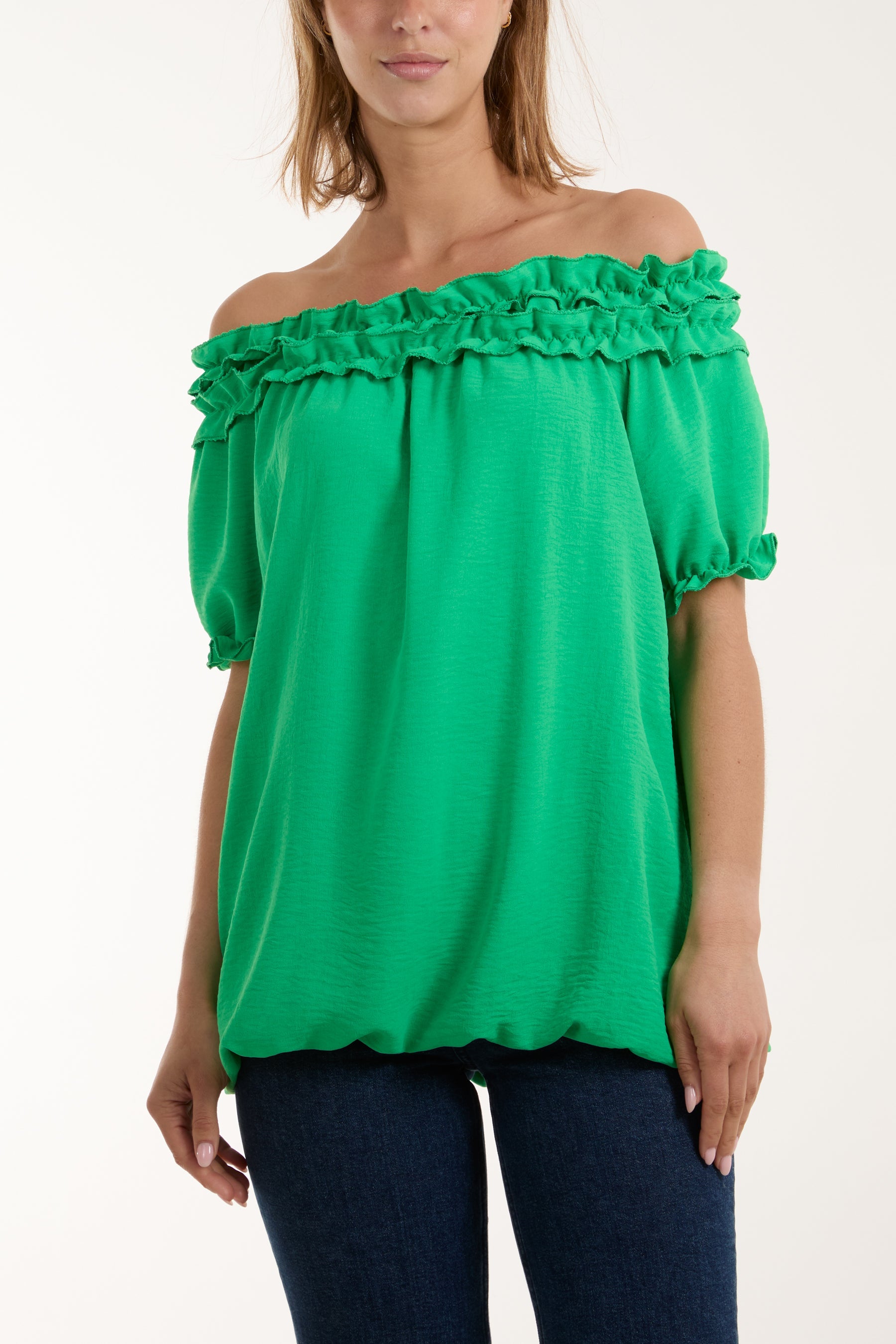 Ruffle Bardot Bubble Hem Top Tops WearAll