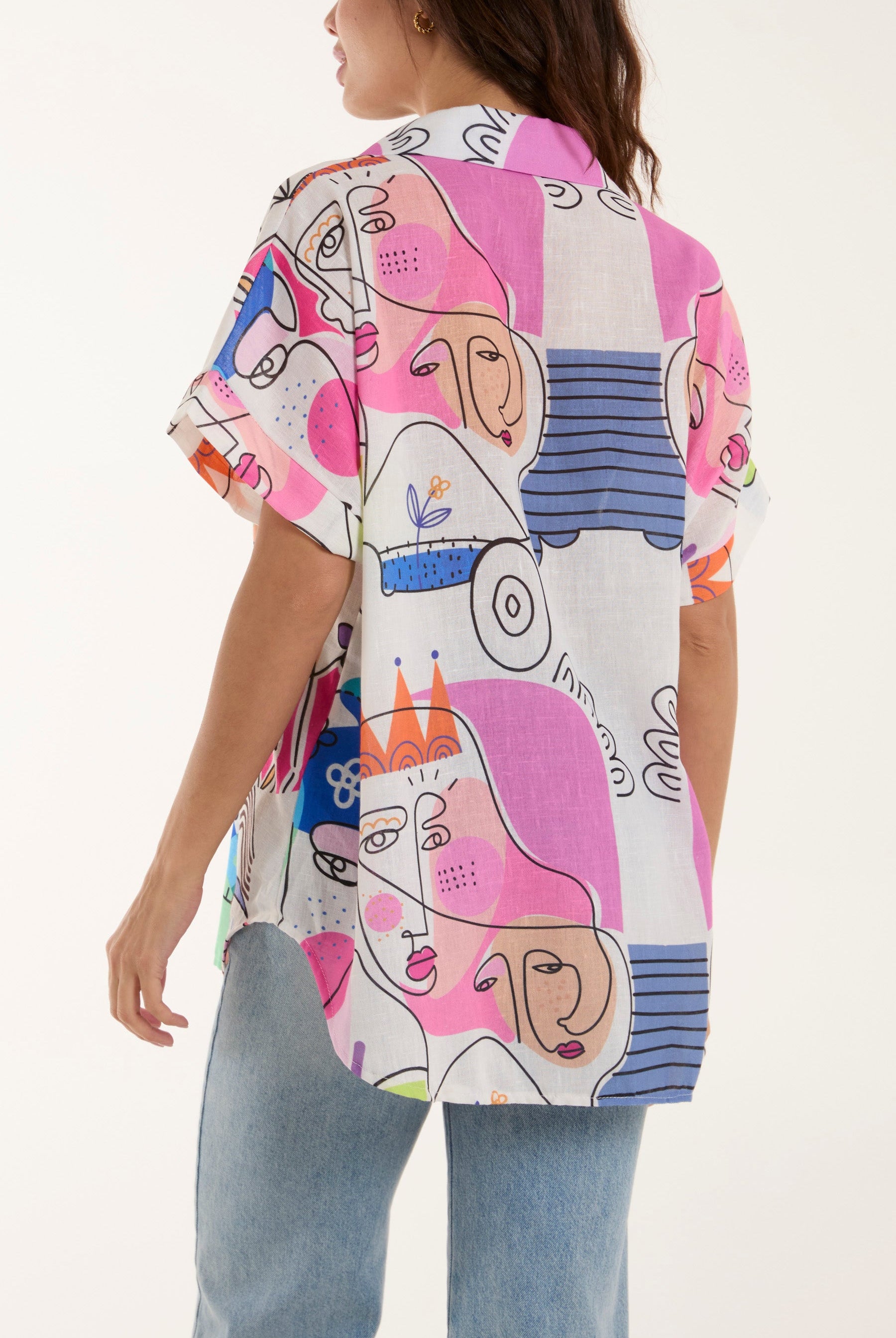 Abstract Faces Front Knot Shirt Shirts WearAll