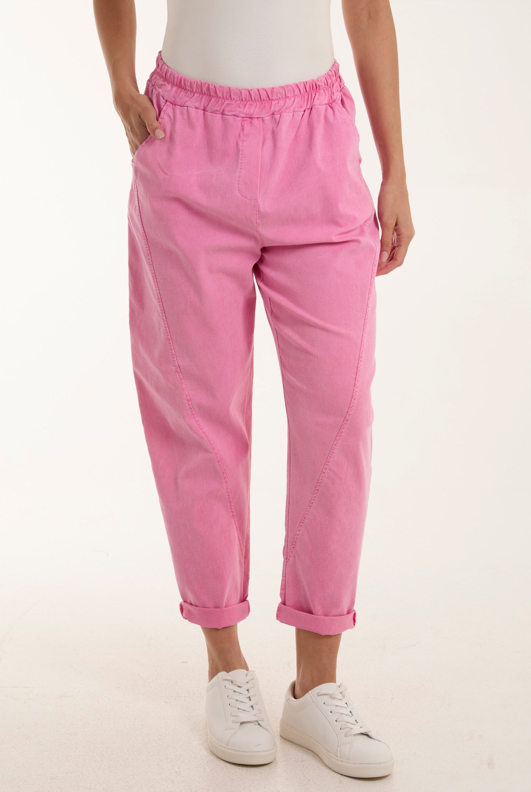 Washed Relaxed Fit Magic Trousers Trousers WearAll Hot Pink One Size