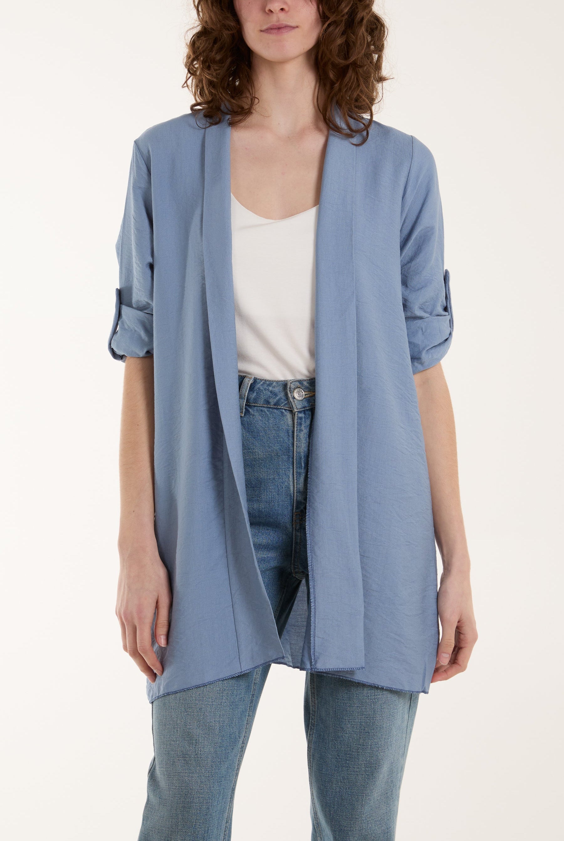 Edge To Edge Roll Back Sleeve Jacket Jackets WearAll Denim One Size