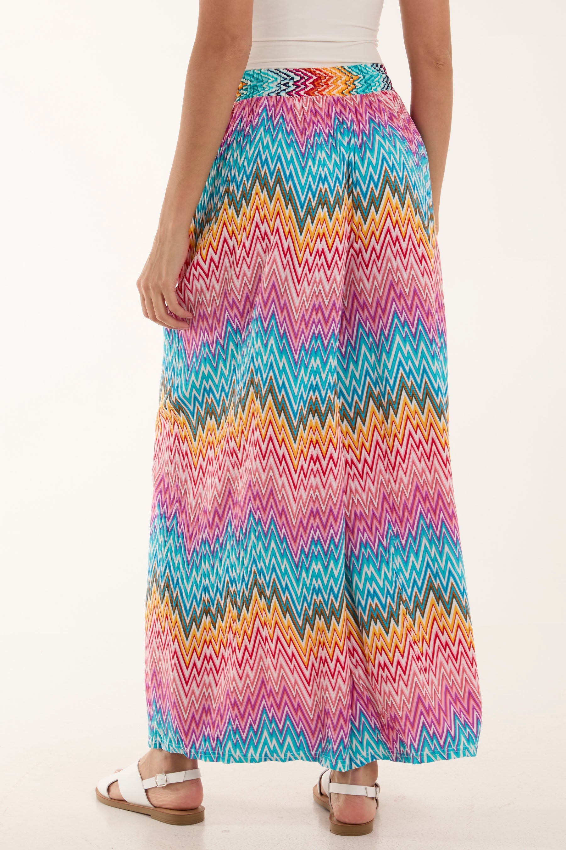 Zigzag Crushed Wide Leg Trousers Trousers WearAll