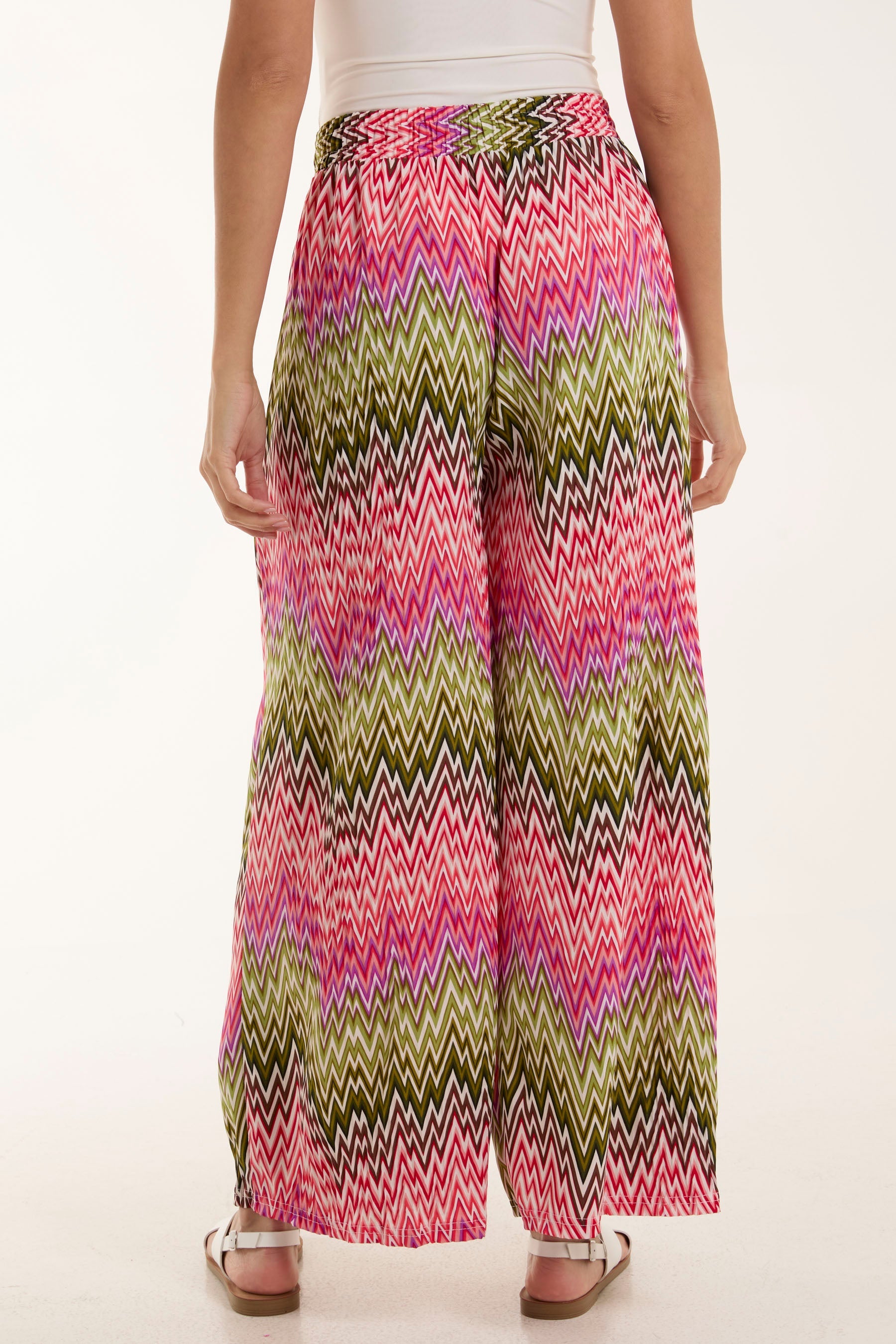 Zigzag Crushed Wide Leg Trousers Trousers WearAll
