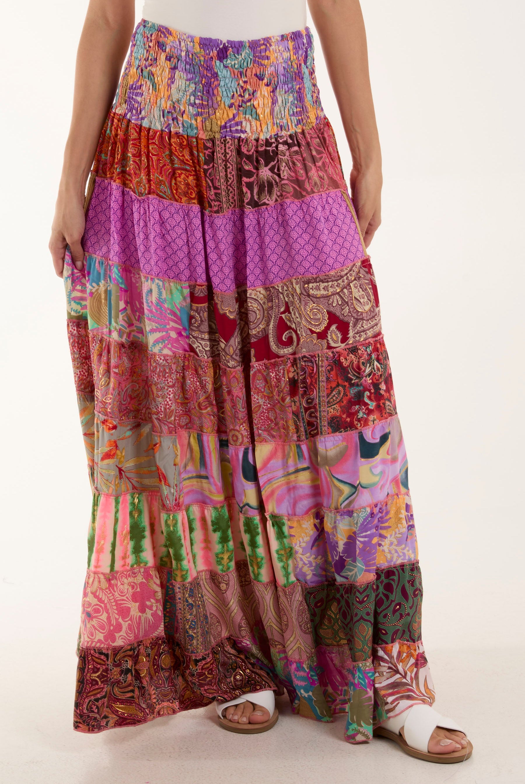 Silk Blend Patchwork Dress & Skirt Skirts WearAll