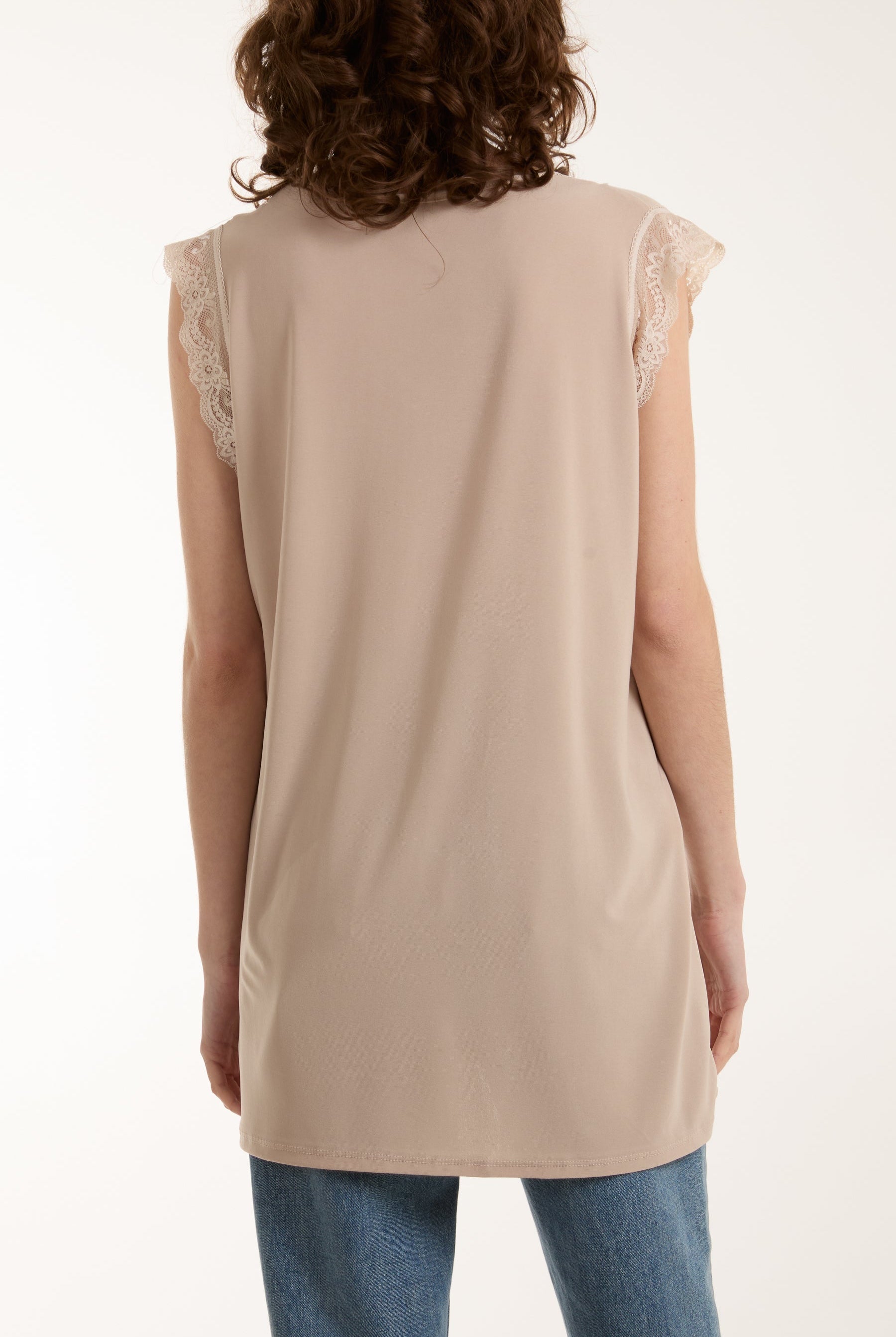 Lace Trim Sleeveless Top Tops WearAll