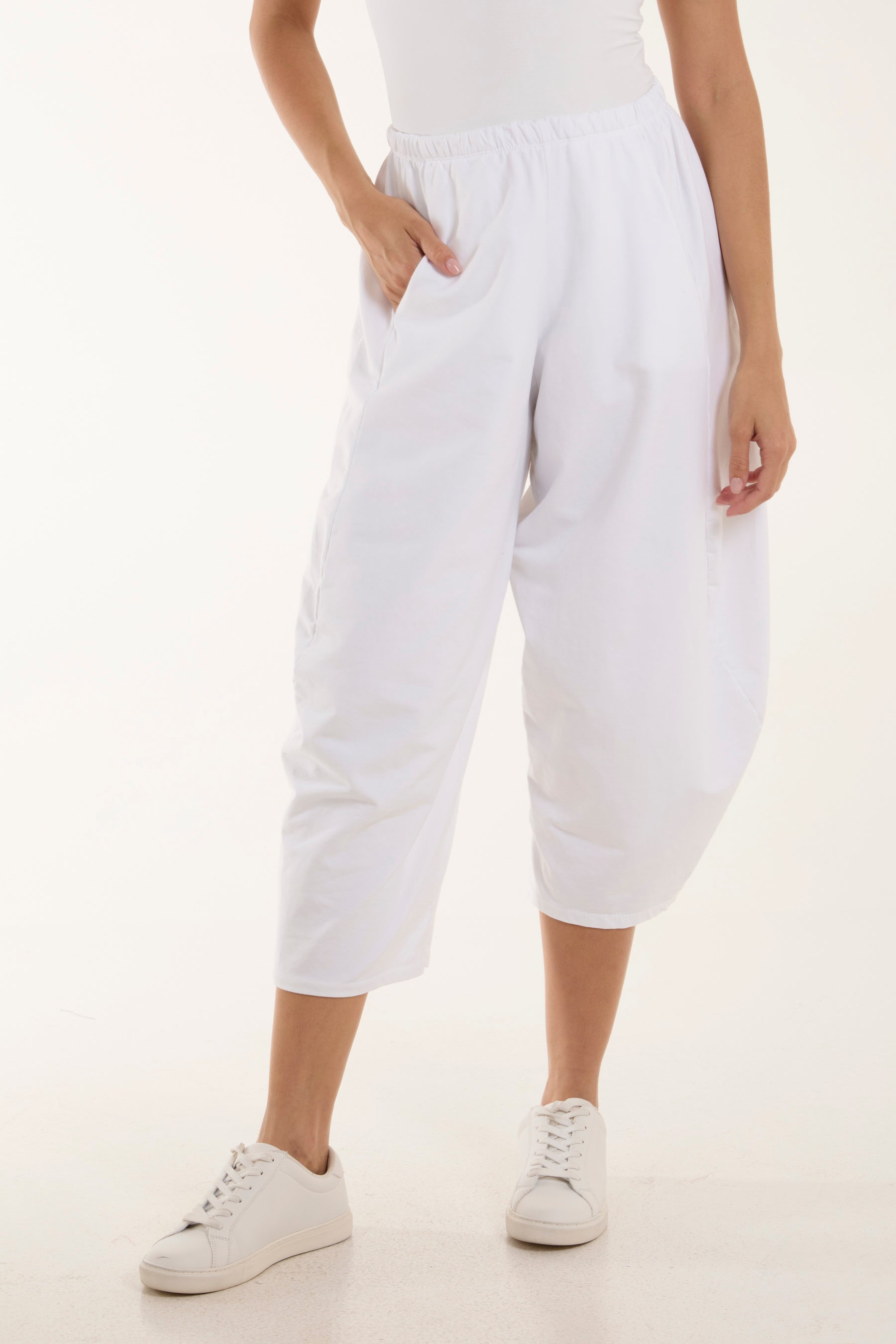 Jersey Pockets Relaxed Fit Trousers Trousers WearAll White One Size