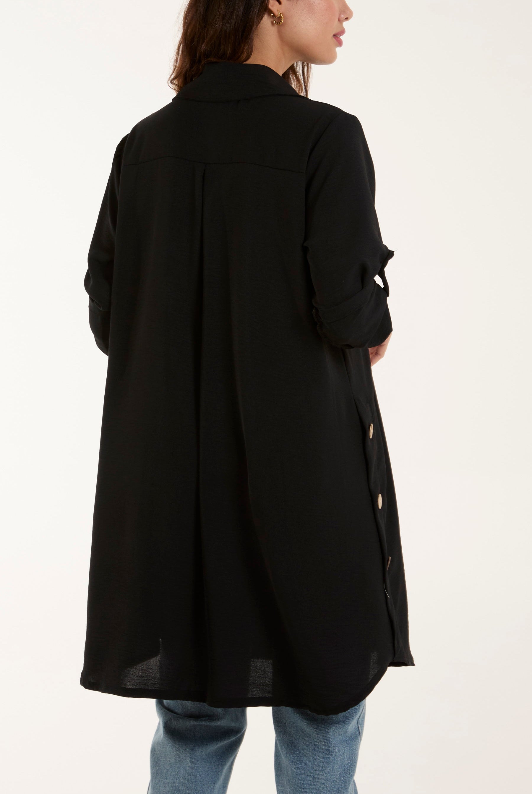 Side Button Detail Floaty Shirt Shirts WearAll