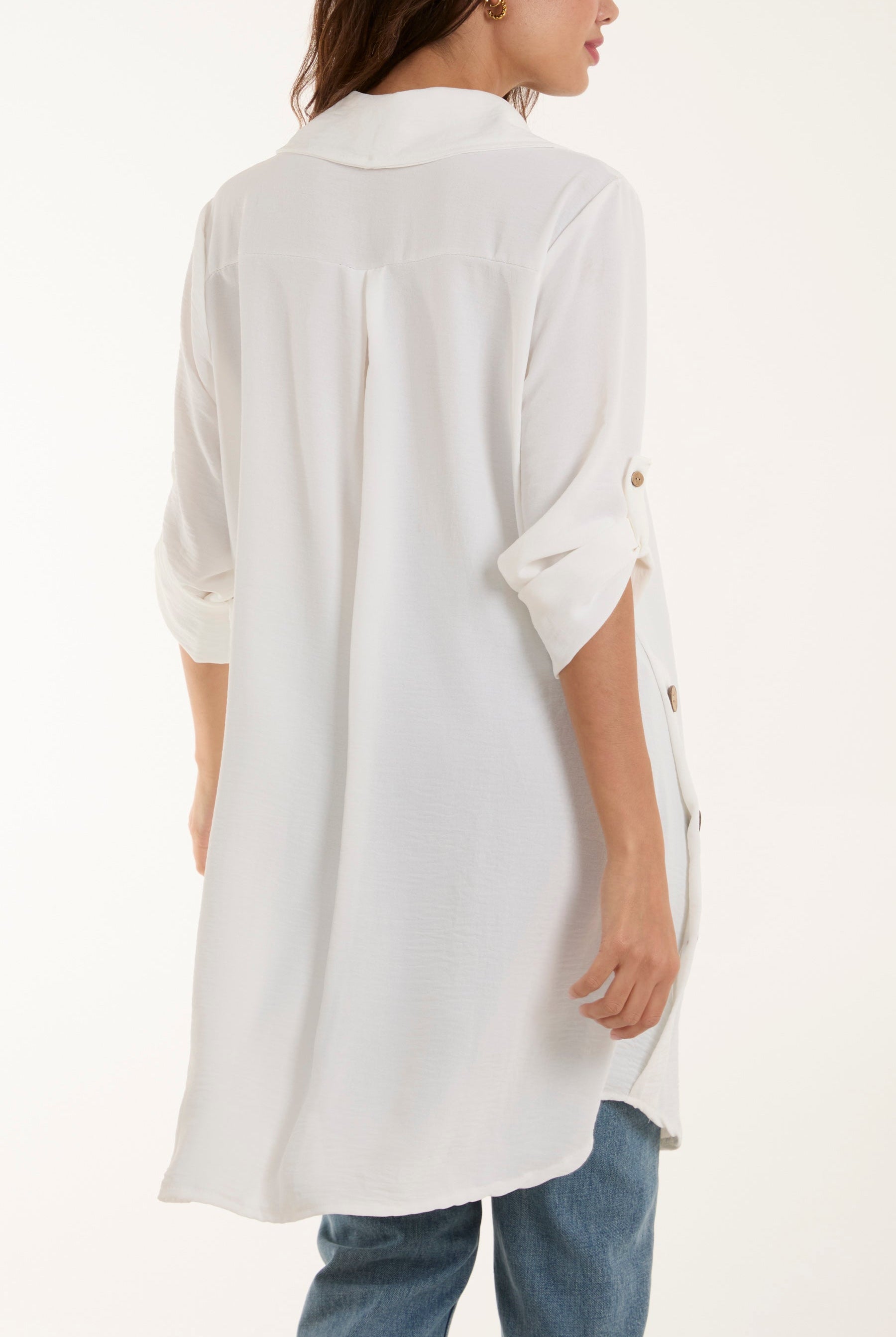 Side Button Detail Floaty Shirt Shirts WearAll