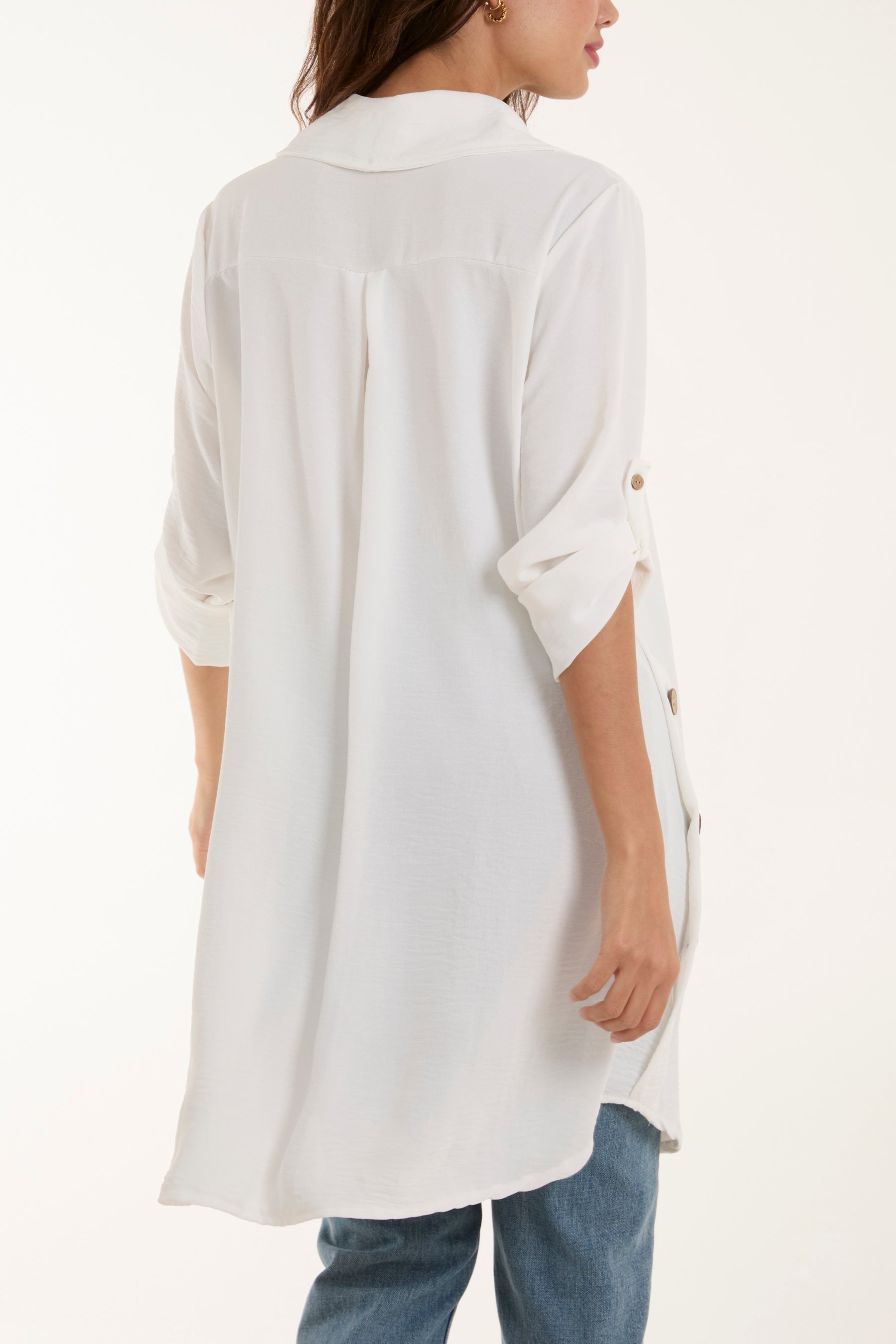 Side Button Detail Floaty Shirt Shirts WearAll