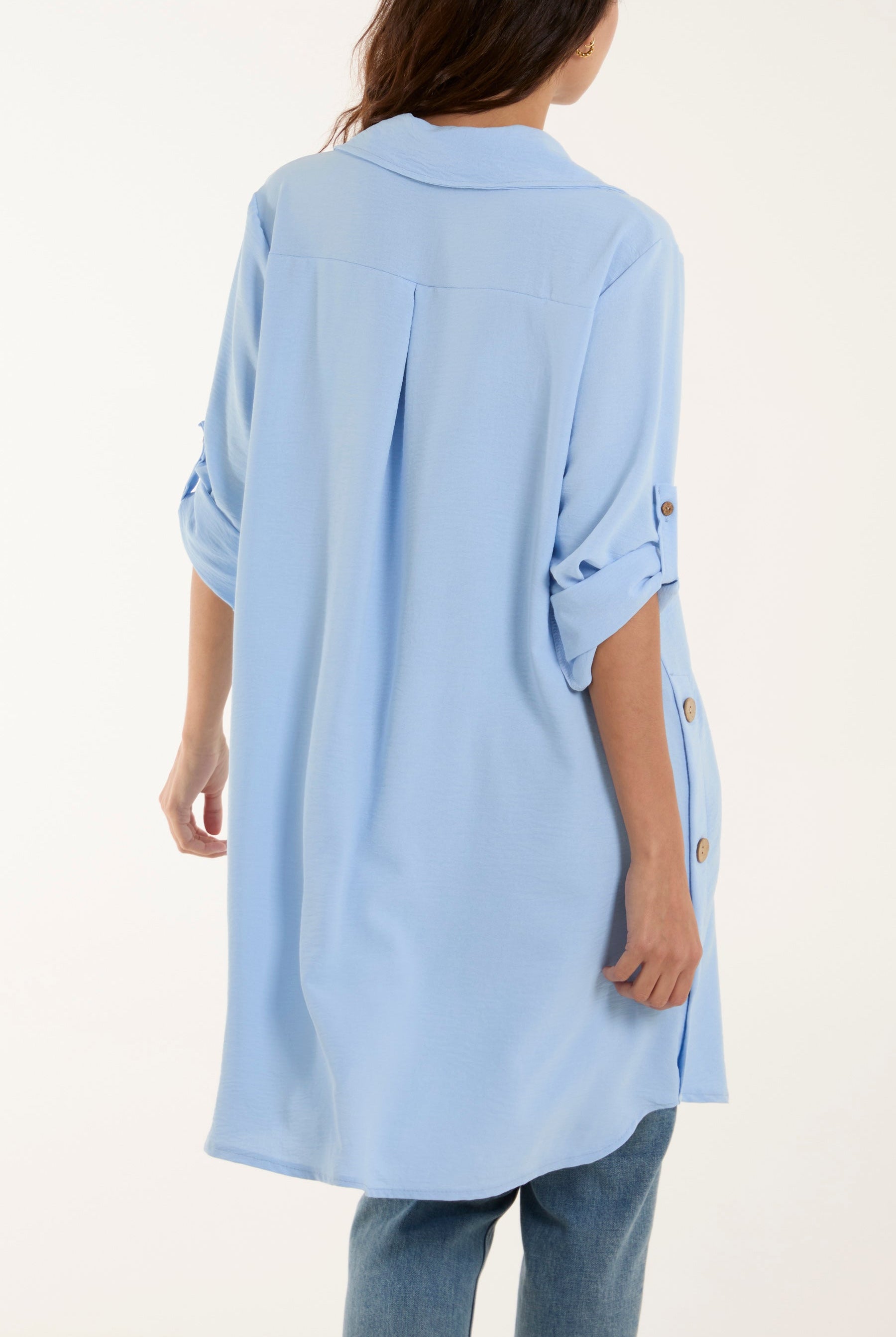 Side Button Detail Floaty Shirt Shirts WearAll