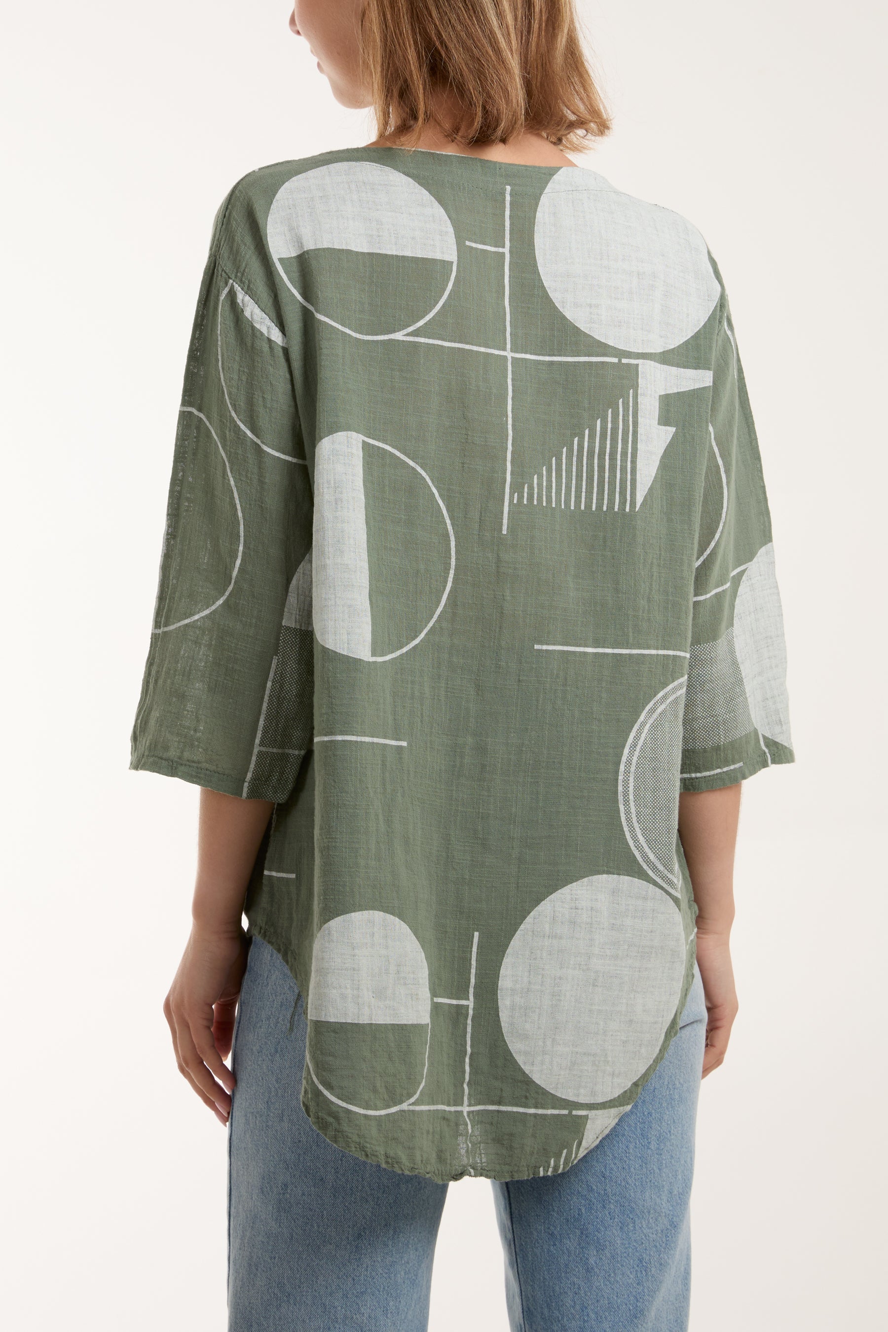 Geometric Shapes Silver Button Top Tops WearAll