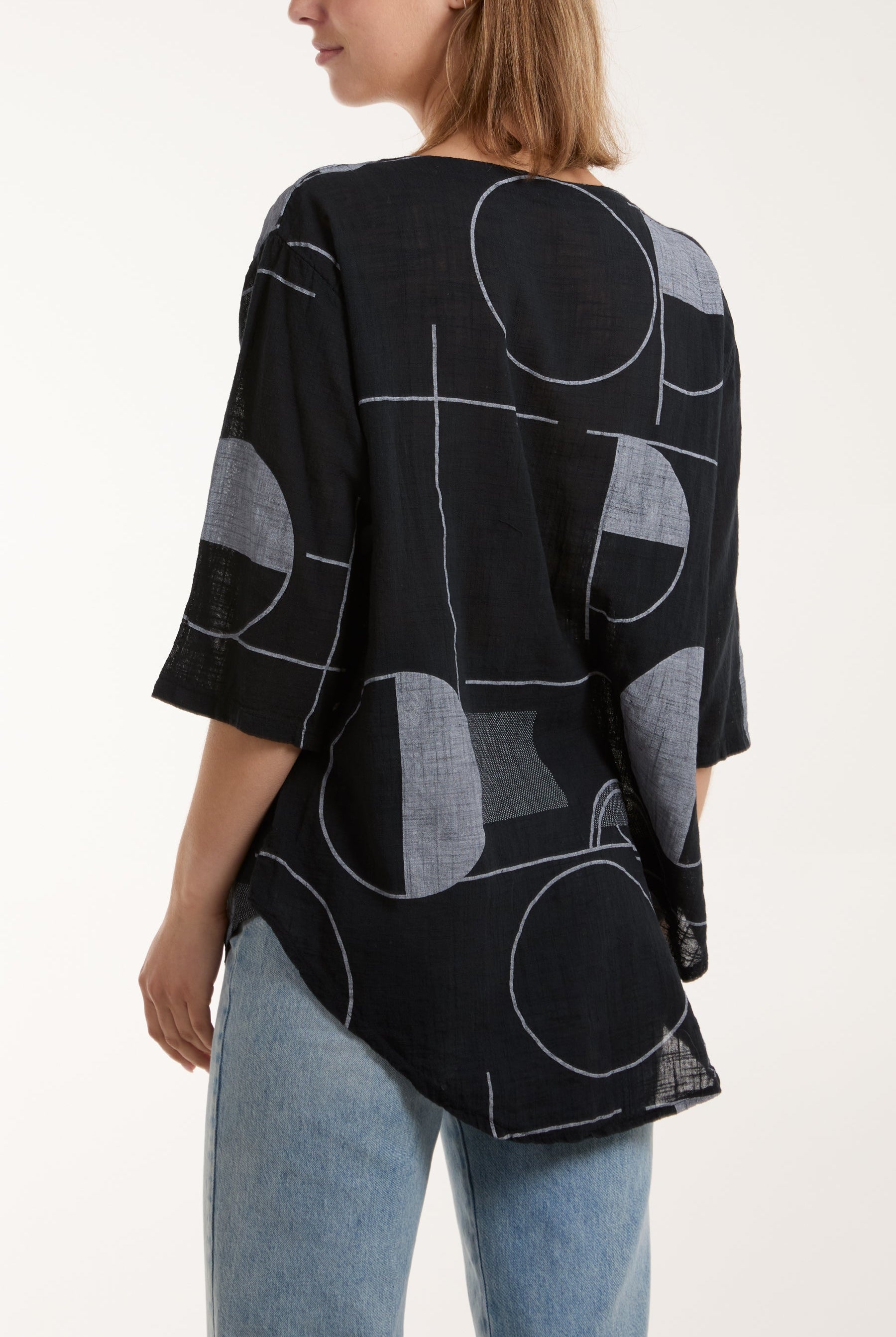 Geometric Shapes Silver Button Top Tops WearAll