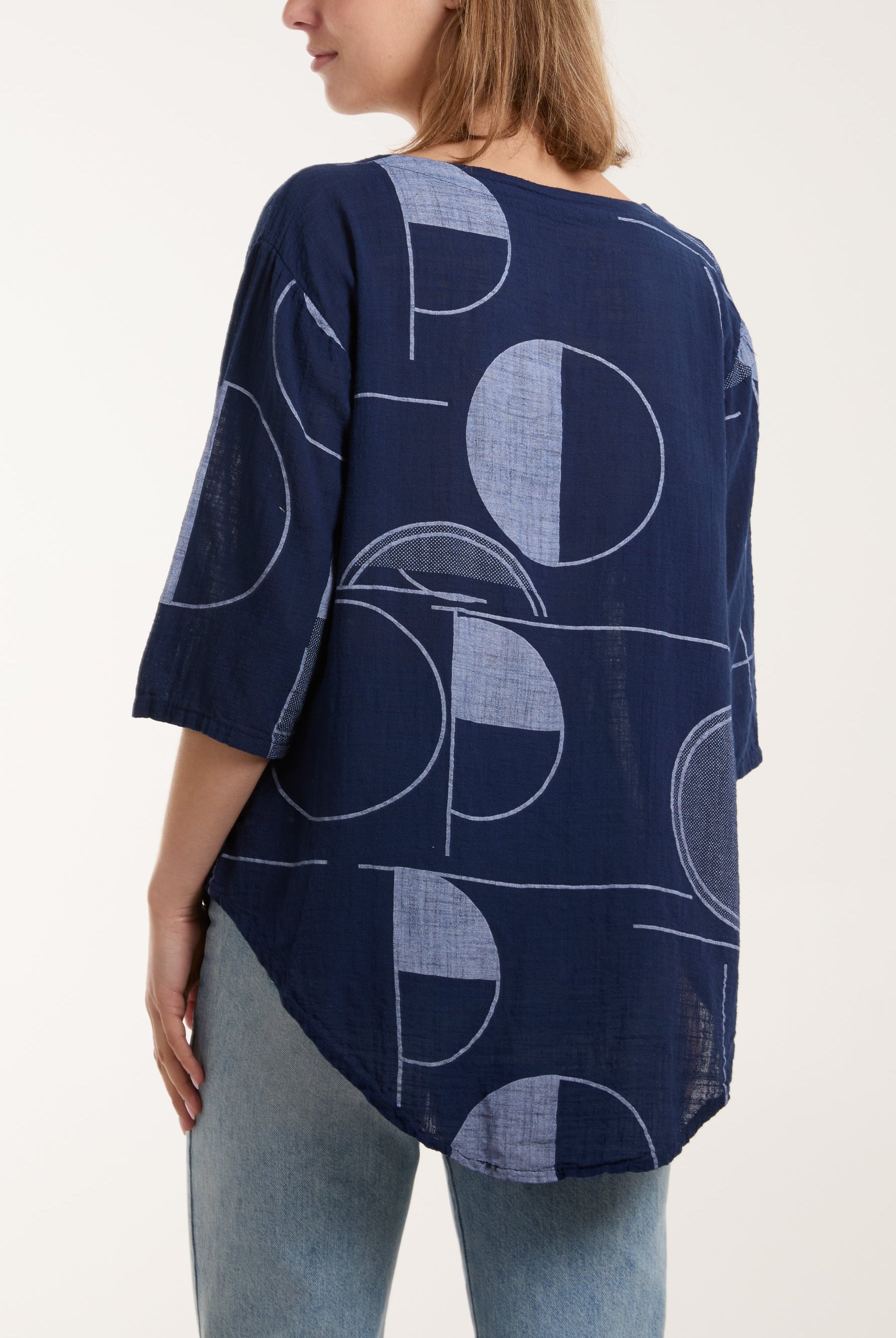 Geometric Shapes Silver Button Top Tops WearAll