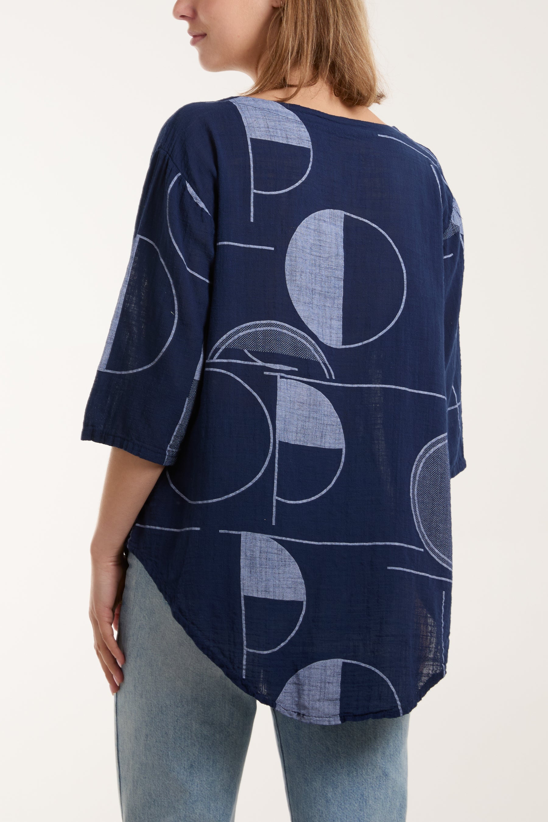 Geometric Shapes Silver Button Top Tops WearAll