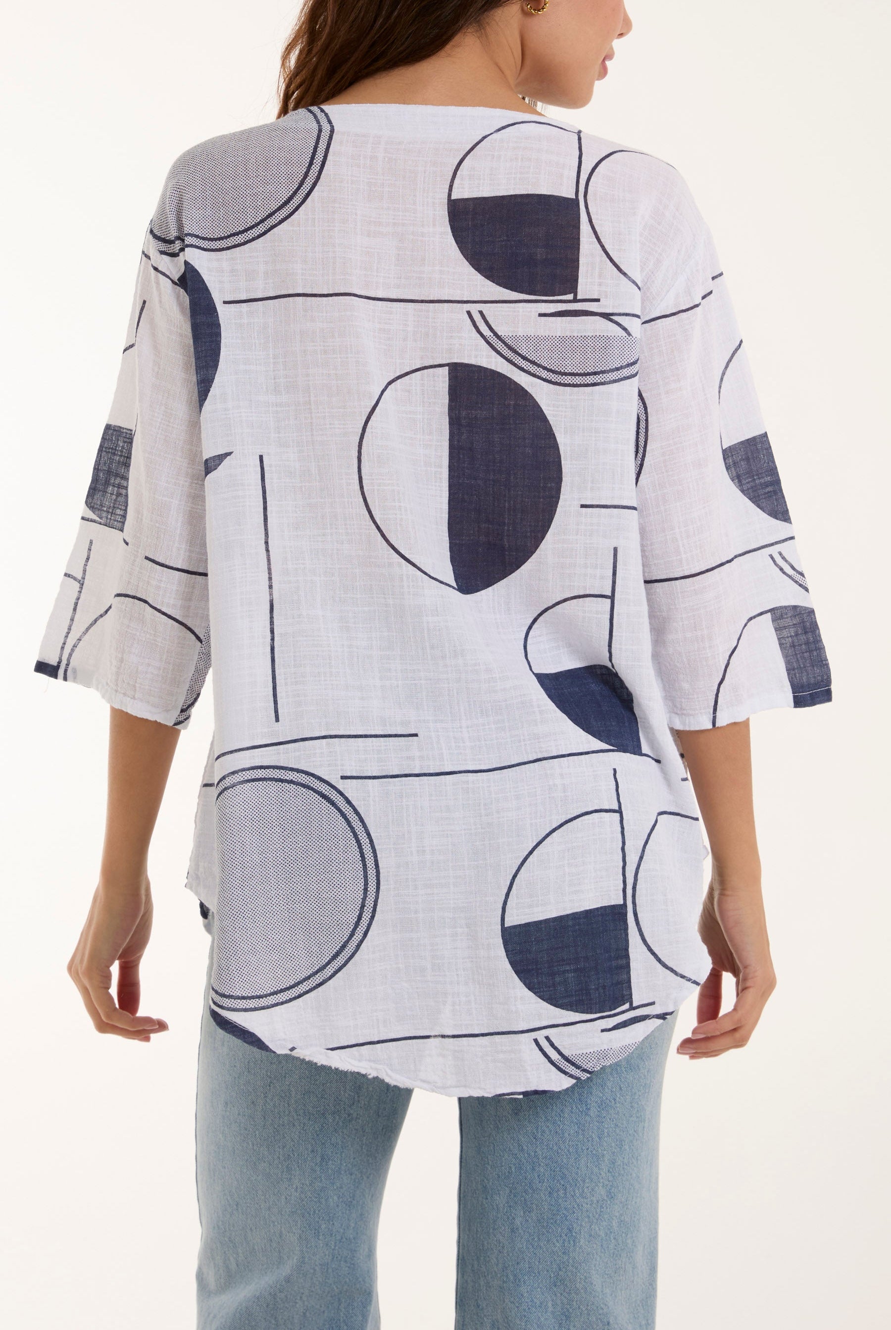Geometric Shapes Silver Button Top Tops WearAll